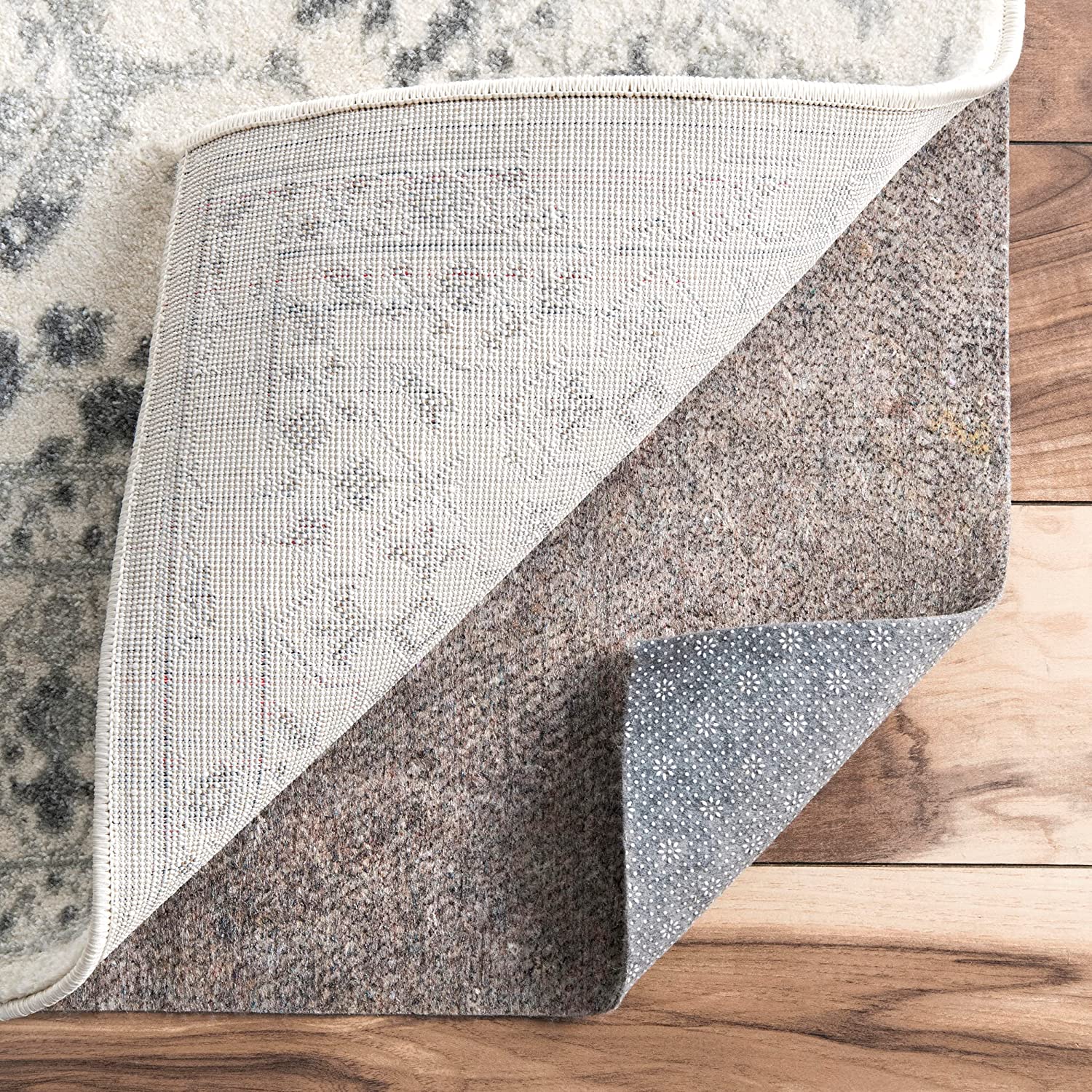 Eco Friendly Non-Slip Felt Thick Rug Pad. 12' x 15'. Grey. Made in USA