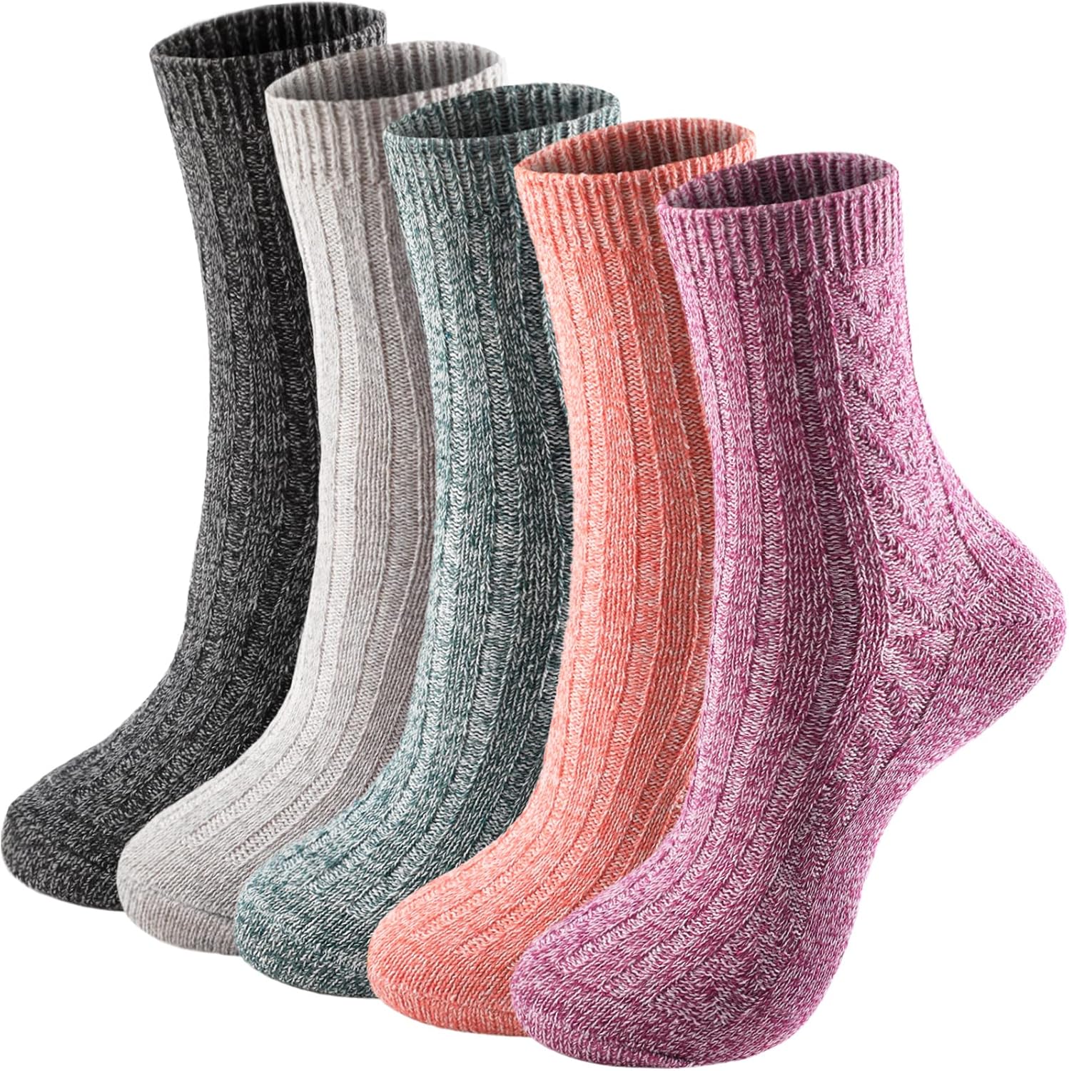 Wool Socks – Cozy. Warm. Thick Knit Socks for Women & Men. 2 Sets