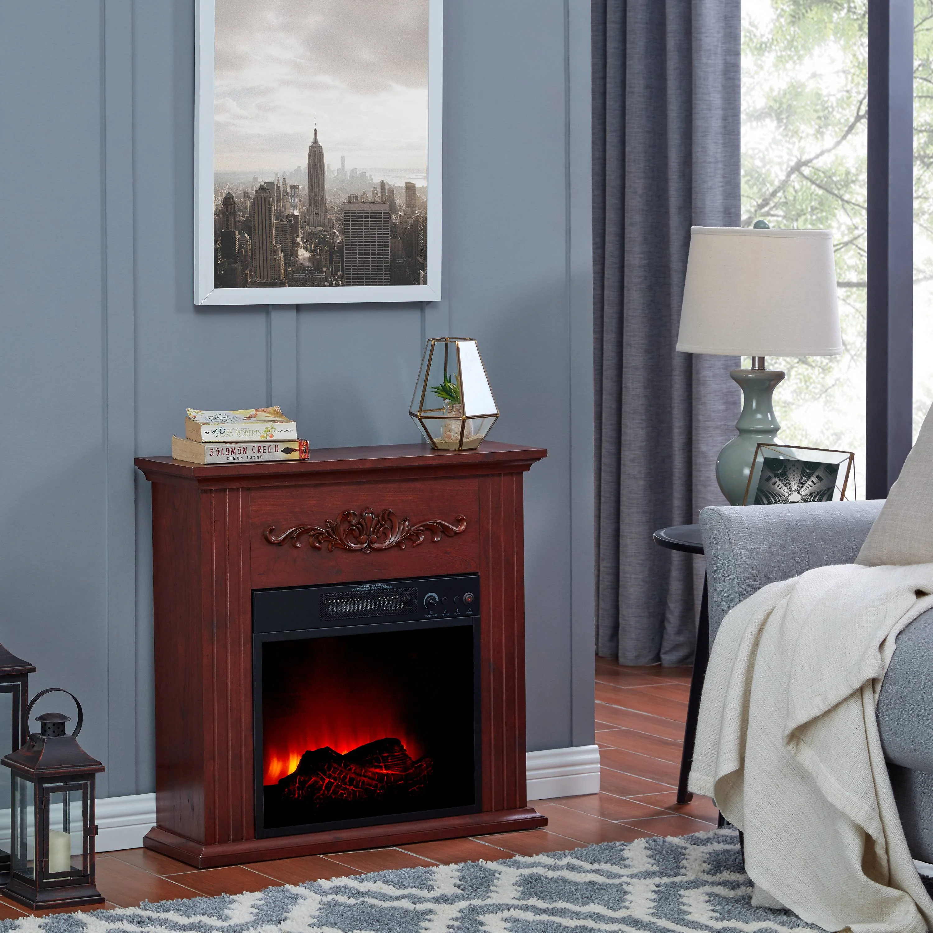 28 inch Electric Fireplace Heater. Chestnut
