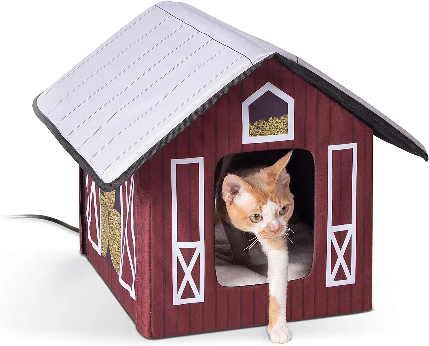 Outdoor Heated Kitty House. Insulated Shelter with Heated Pad for Winter