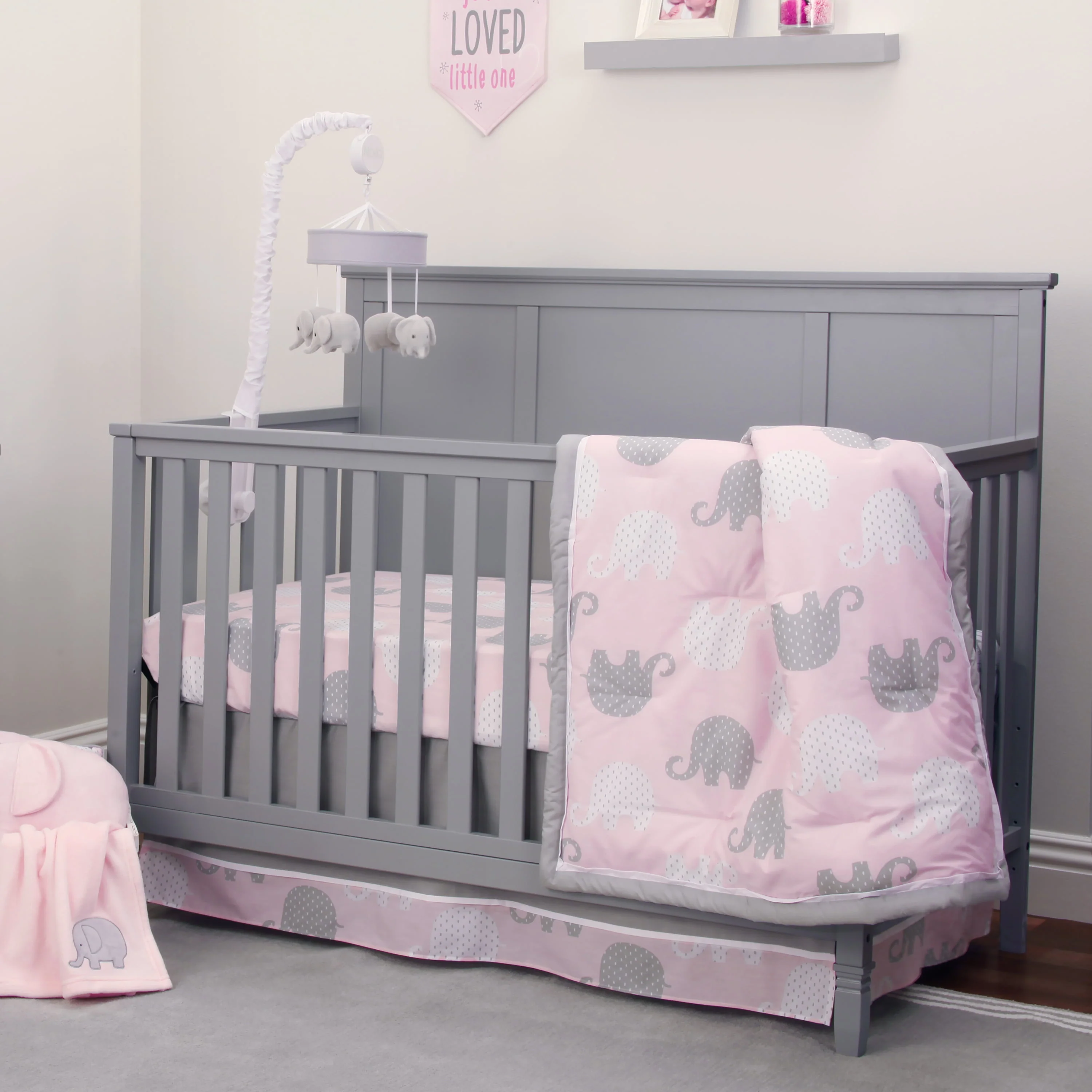 8 Piece Crib Bedding Set. Elephant