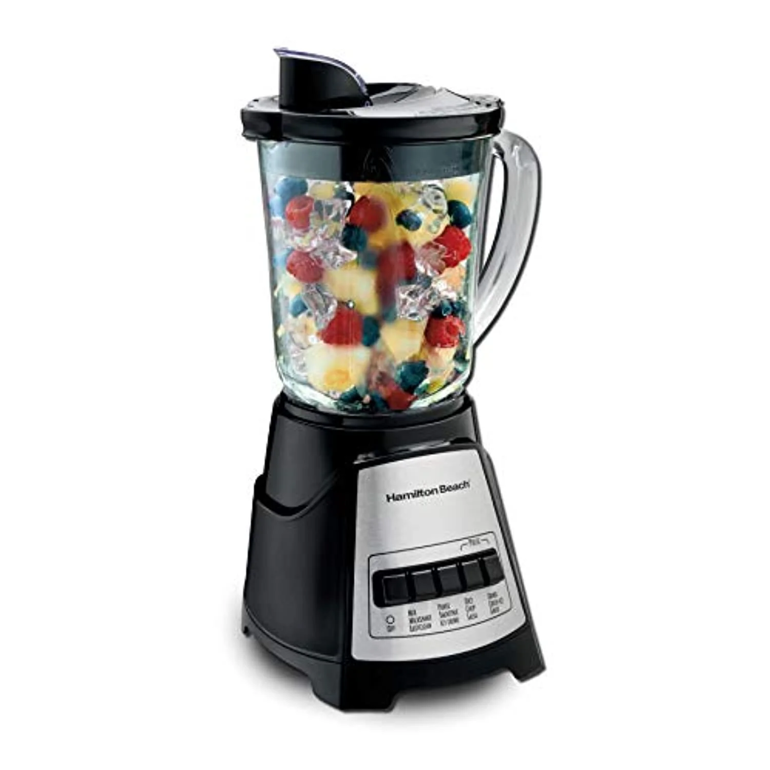 Power Elite Blender with 12 Functions for Puree. Ice Crush. Shakes and Smoothies and 40oz BPA Free Glass Jar. Black and Stainless Steel