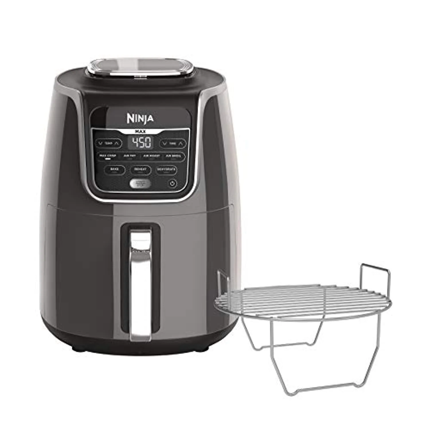 Air Fryer 5.5 Quart Capacity. Cooks. Crisps. Roasts. Broils. Bakes. Reheats and Dehydrates