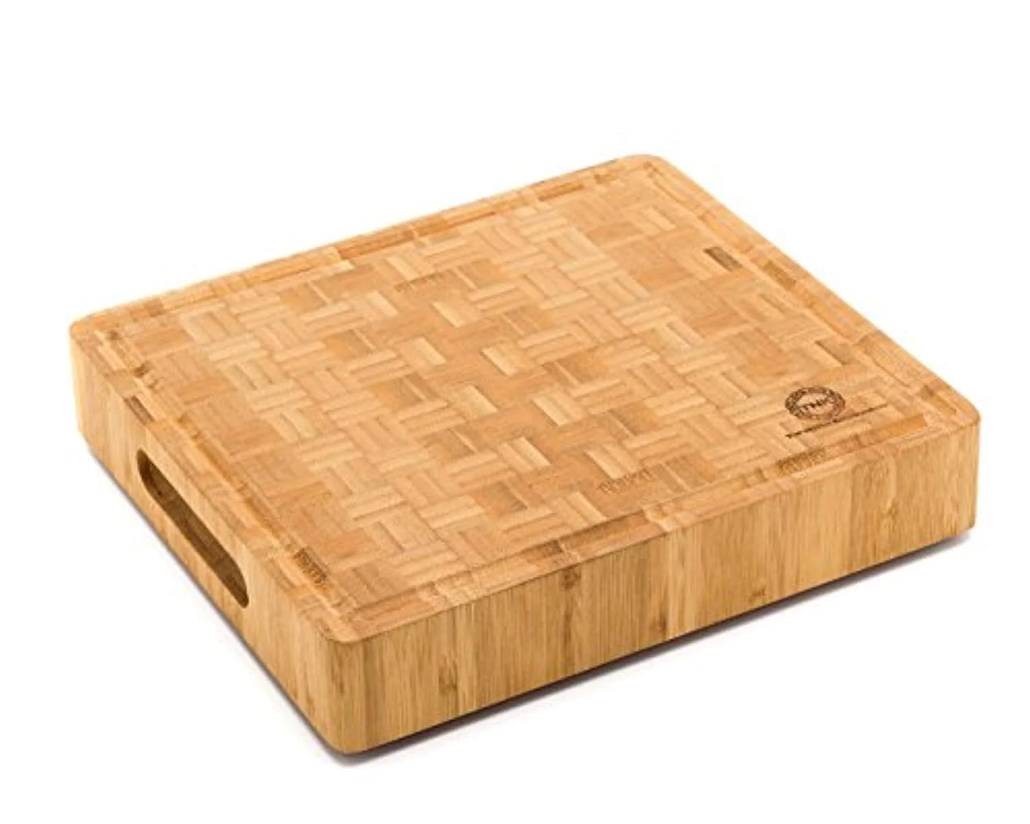 Small End Grain Bamboo Cutting Board. Antibacterial Butcher Block. Non-Slip
