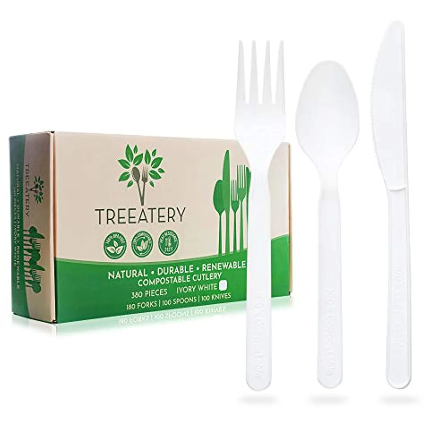 100% Compostable Cutlery Set. 380 Pack
