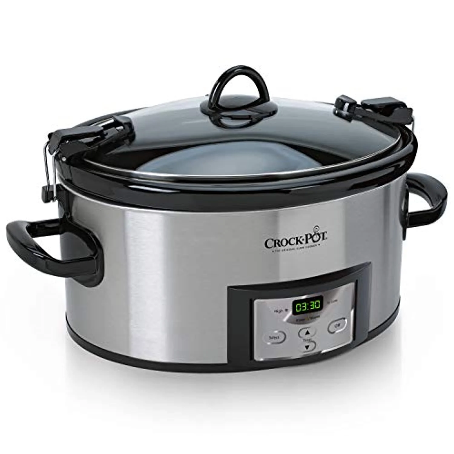 6-Quart Cook & Carry Programmable Slow Cooker with Digital Timer. Stainless Steel