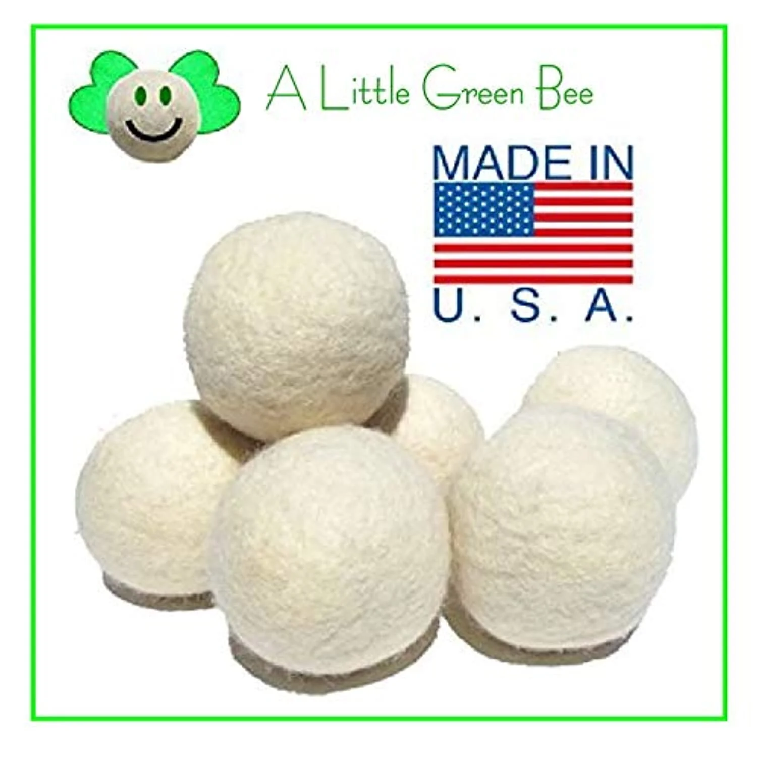 6 Eco-Friendly Wool Dryer Balls -Set of Six 100% Handmade. Natural and Unscented Made in USA