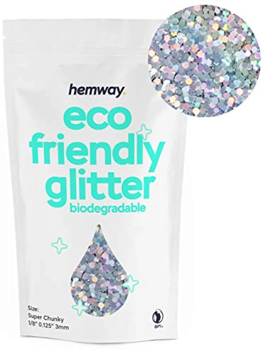 Eco Friendly Biodegradable Glitter 100g. 3.5oz Safe Vegan for Face. Eyeshadow. Body. Hair. Nail and Makeup. 1/8 0.125 3mm - Silver Holographic