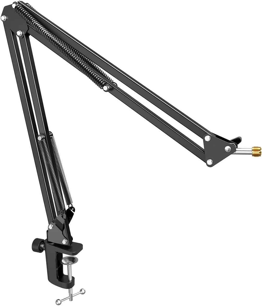 Microphone Boom Arm. Low Profile Adjustable Stick Microphone Arm Stand with Desk Mount Clamp. Screw Adapter. Cable Management for Podcast Streaming