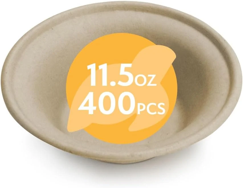 Paper Bowls for Soup Pasta Cereal Salad Ice Cream. Disposable Bamboo Large Bowls. Compostable. Biodegradable. Unbleached