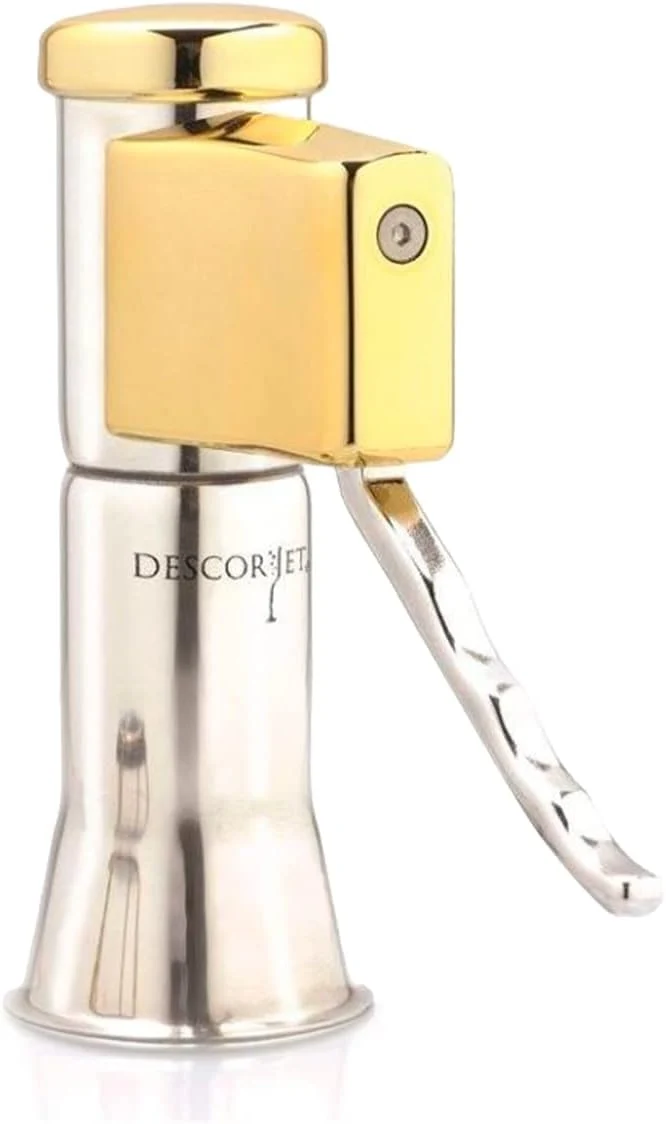Champagne Bottle Opener. One-hand Corkscrew. Stainless Steel with Golden Details