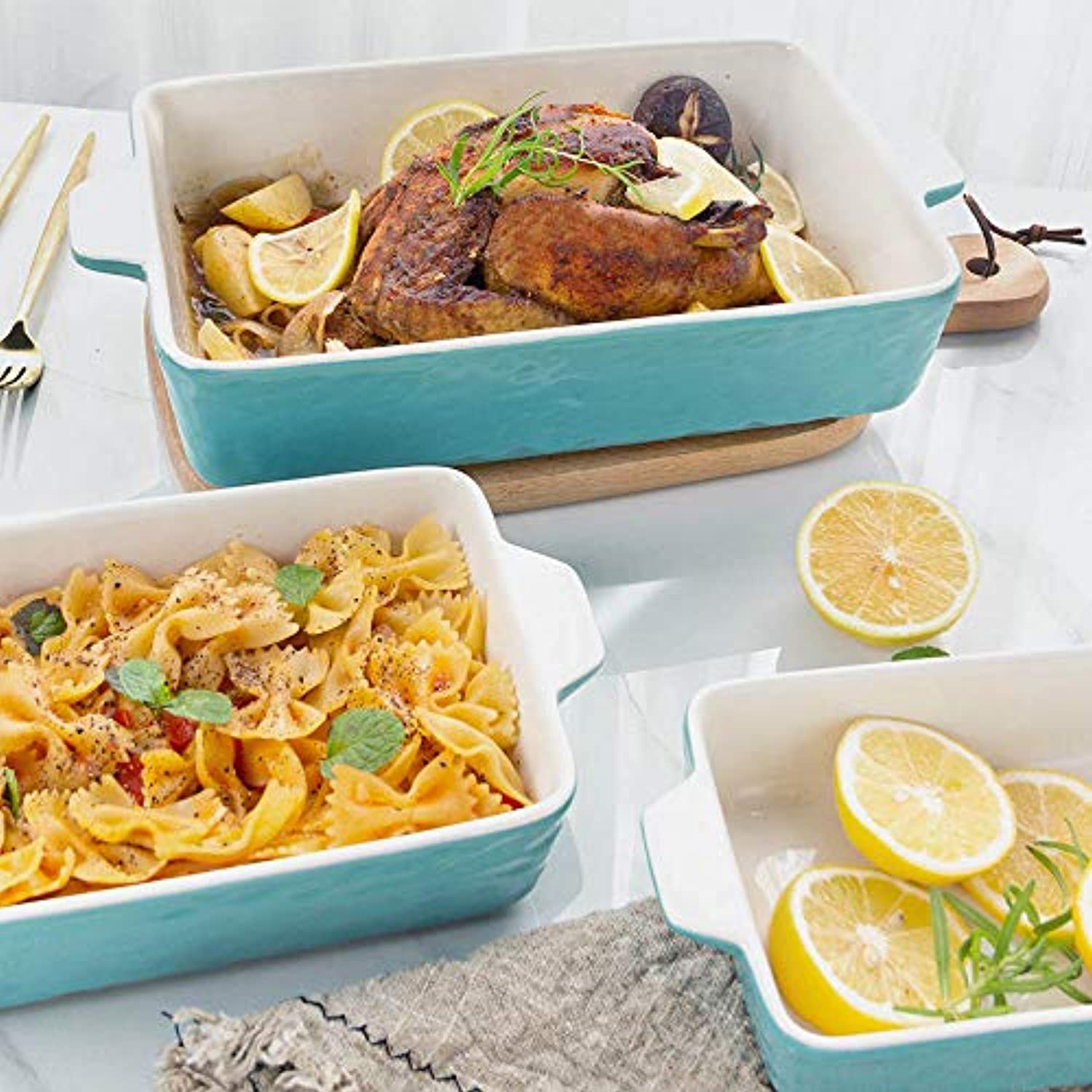 Bakeware Set. Rectangular Baking Pan Ceramic Glaze Baking Dish