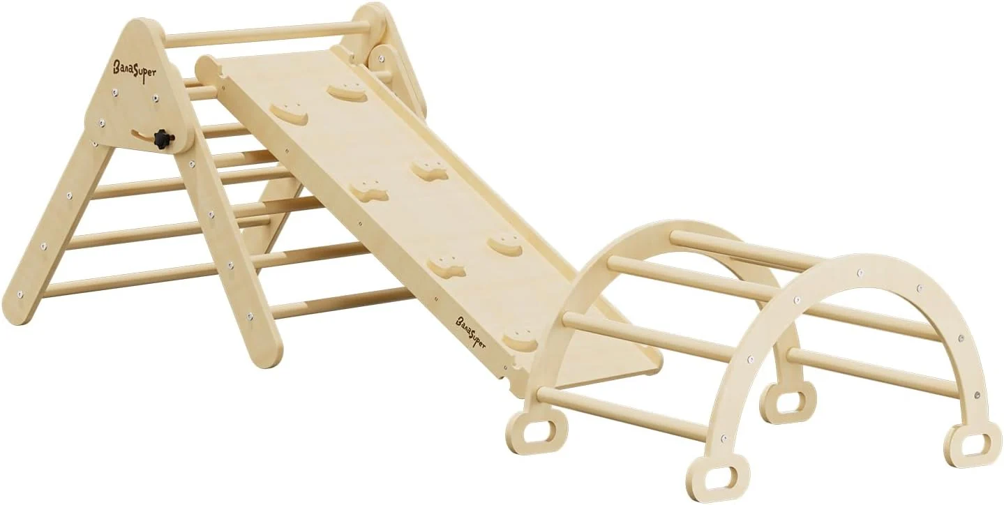 3-in-1 Climbing Triangle Set: Ladder. Ramp & Arch. Foldable Montessori Playground Toy