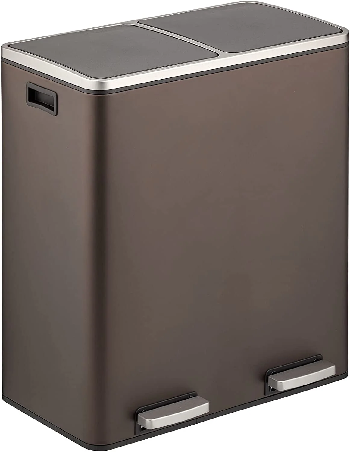 Large Dual Compartment Step Trash Can. Metal Steel 16 Gallon/60L