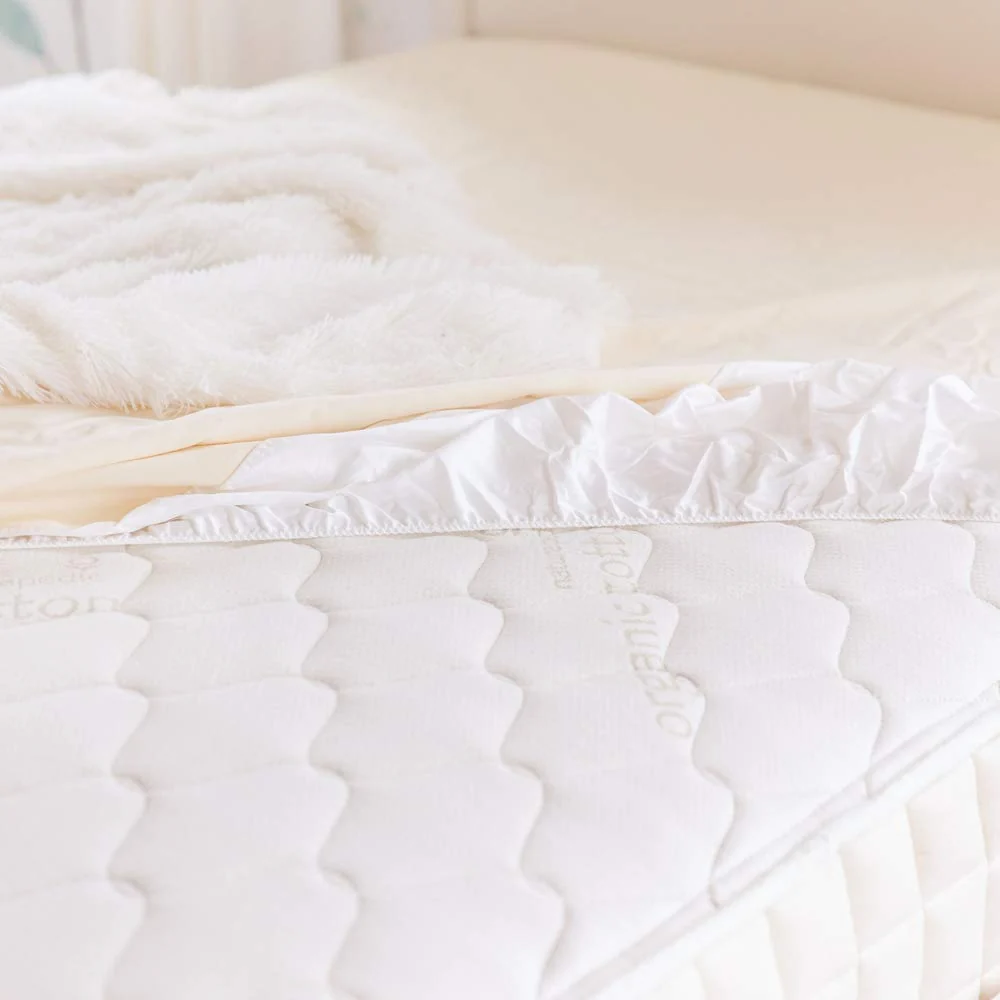 Organic Waterproof Mattress Protector Pad. Fitted Stretch Knit Mattress Cover for 9-16 Inch Depth