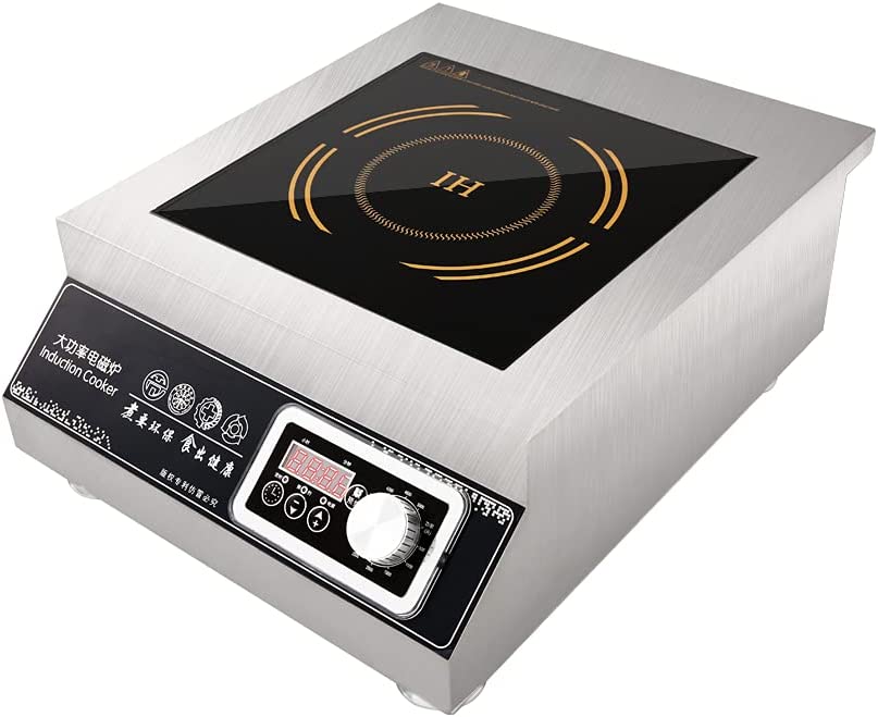 Induction Cooktop 220V Electric Induction Cooker Stainless Steel Stove Countertop Burner Hot Plate with Digital Display Panel