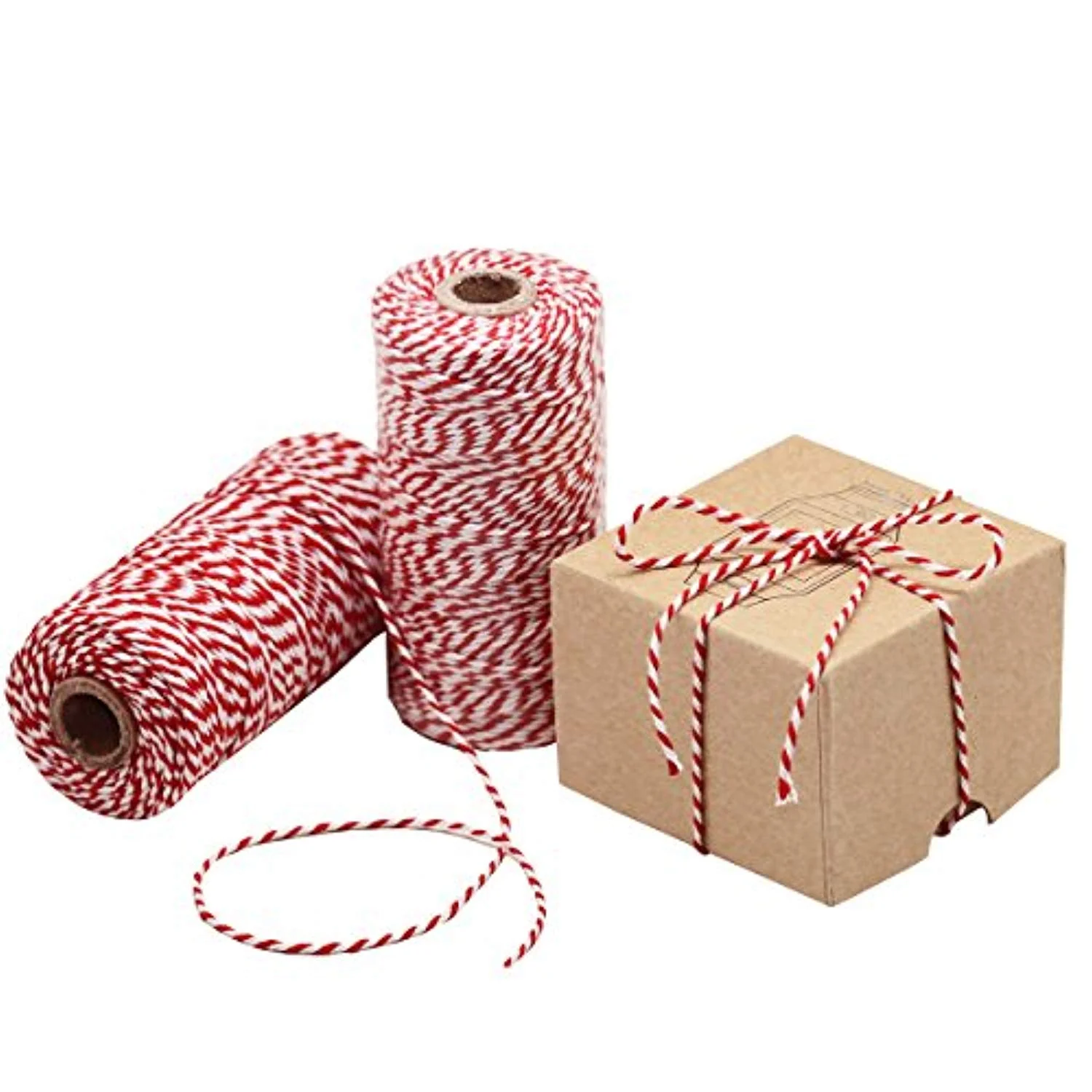 Cotton Bakers Twine Red & White 100M-328 Feet. Packing String.Decoration. Tying Cake. Boxes. DIY Crafts & Gift Wrapping