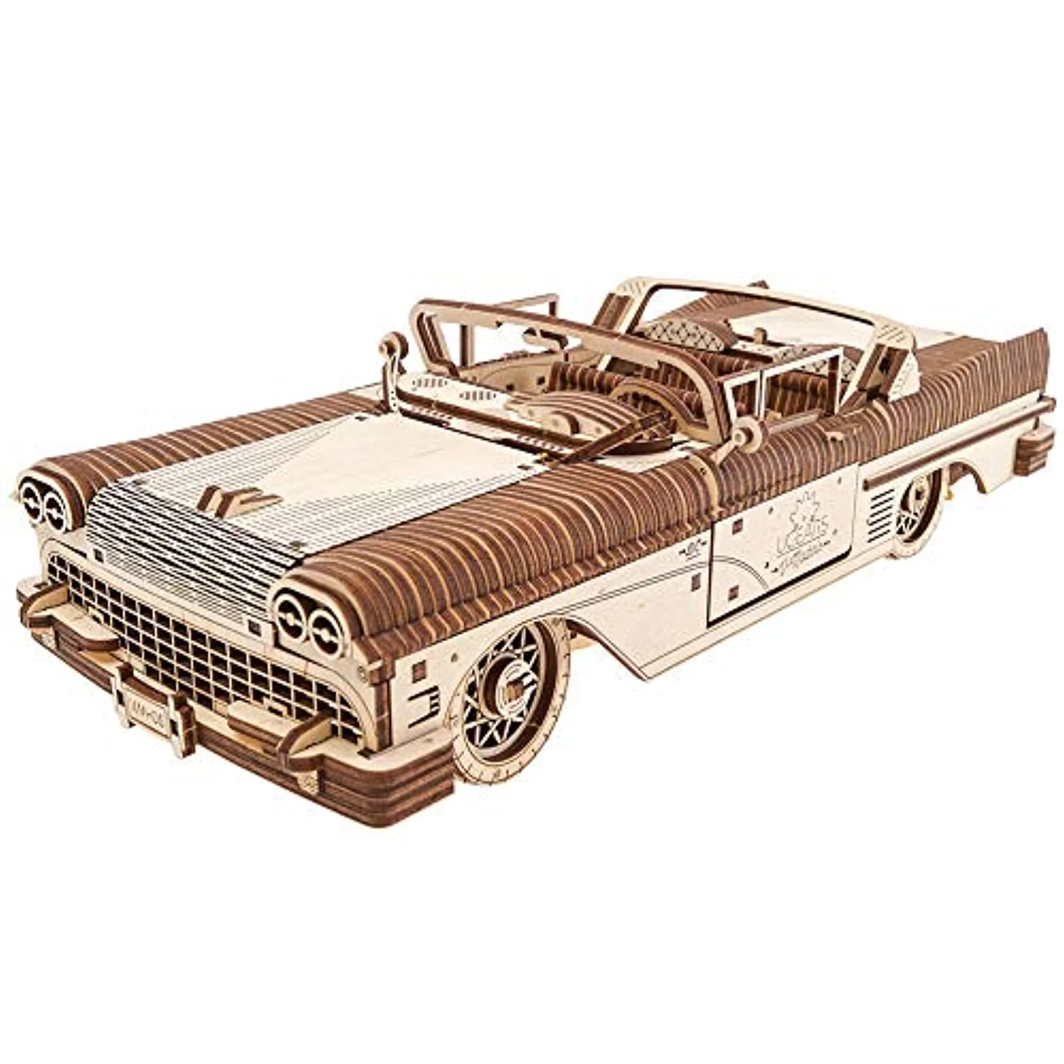 Mechanical Model Kit. Wooden 3D Car Puzzle for Self Assembling