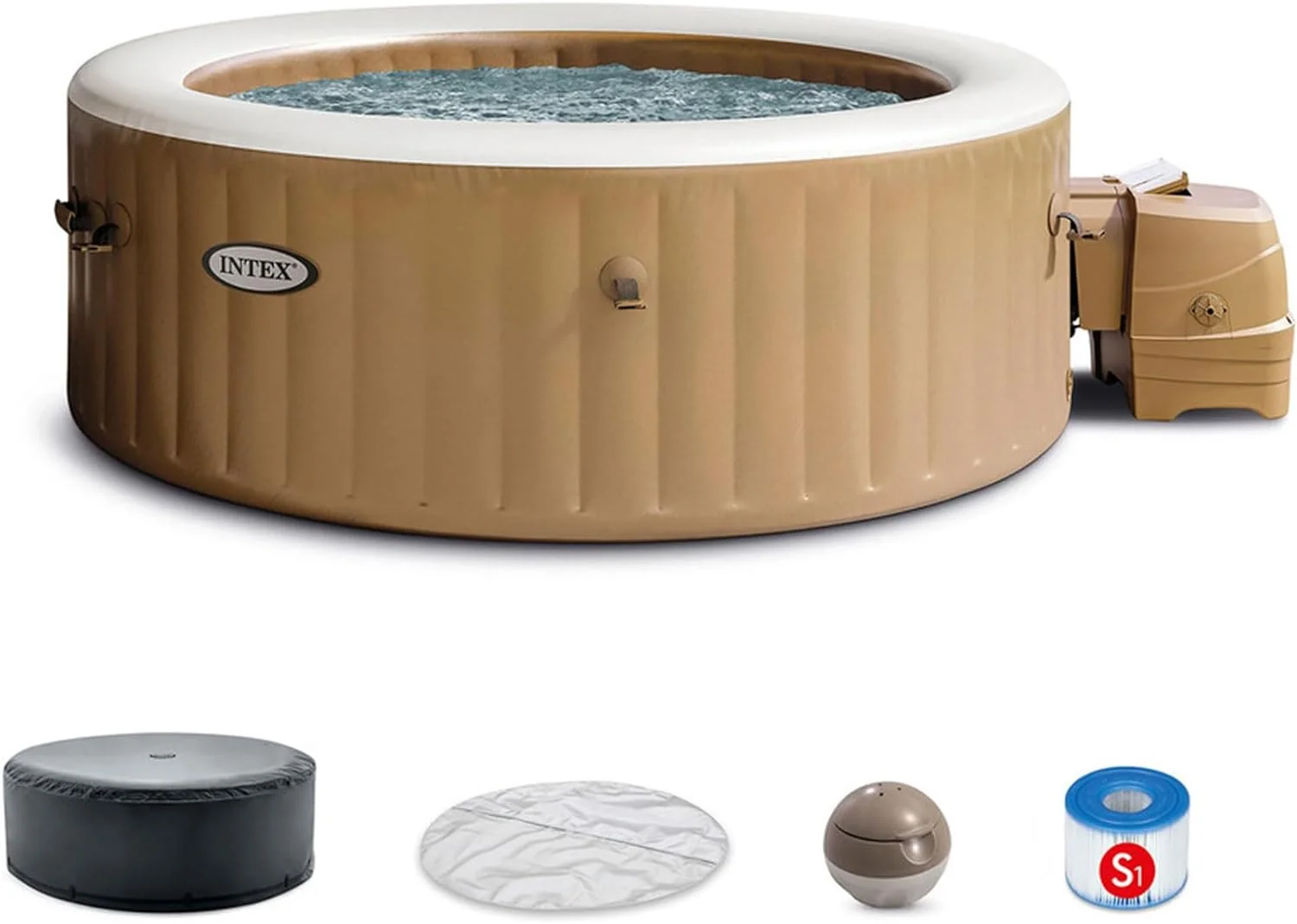 Bubble Massage Inflatable Hot Tub Spa Set. with 120 Jets. Push Button Control Panel. and Spa Cover