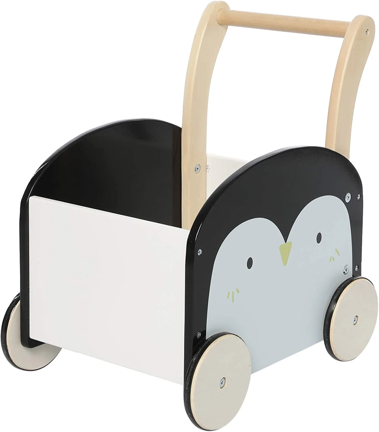 Baby Wooden Learning Walker. Infant Learning Toy to Sit and Stand Wood Walker Wagon for Girls & Boys 1-3 Years Old Kids