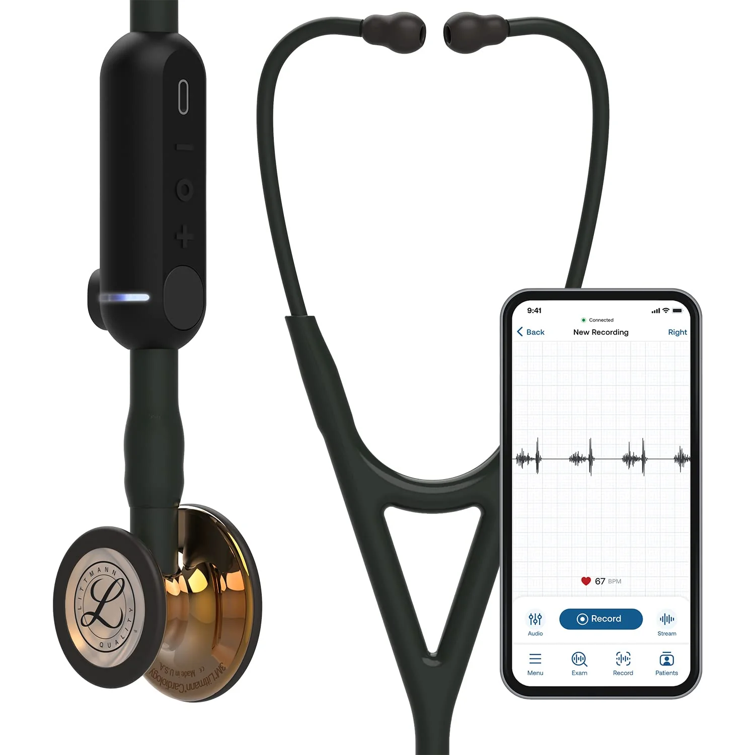 Digital Stethoscope. Advanced Up To 40x Amplification. Active Noise Cancellation. In-App Sound Wave Visualization