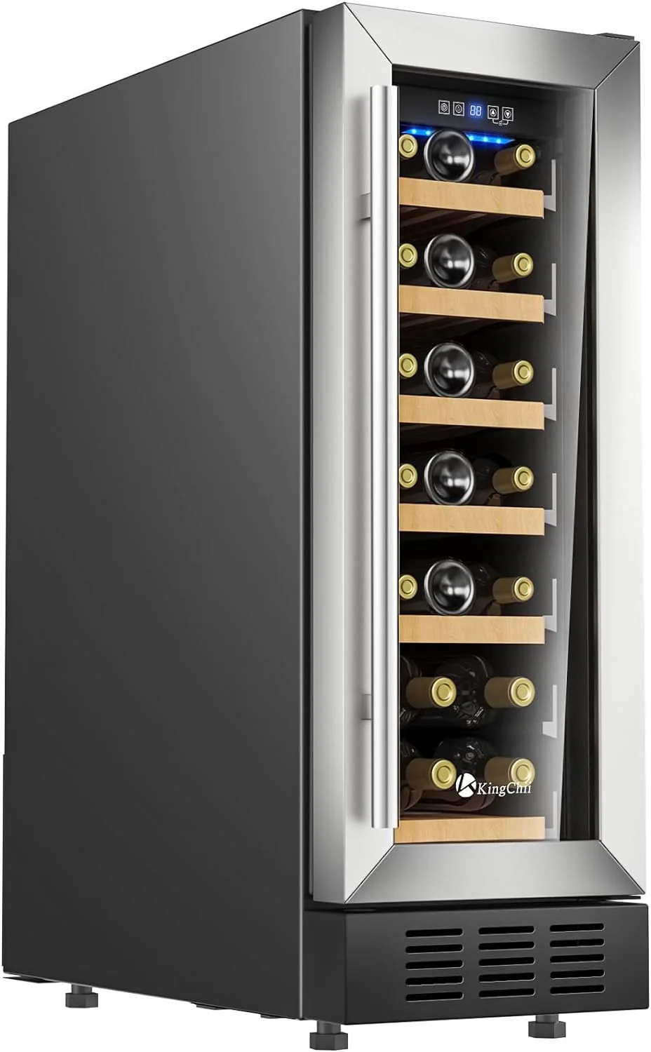 Wine Cooler Refrigerator Professional Compressor. Stainless Steel & Tempered Glass