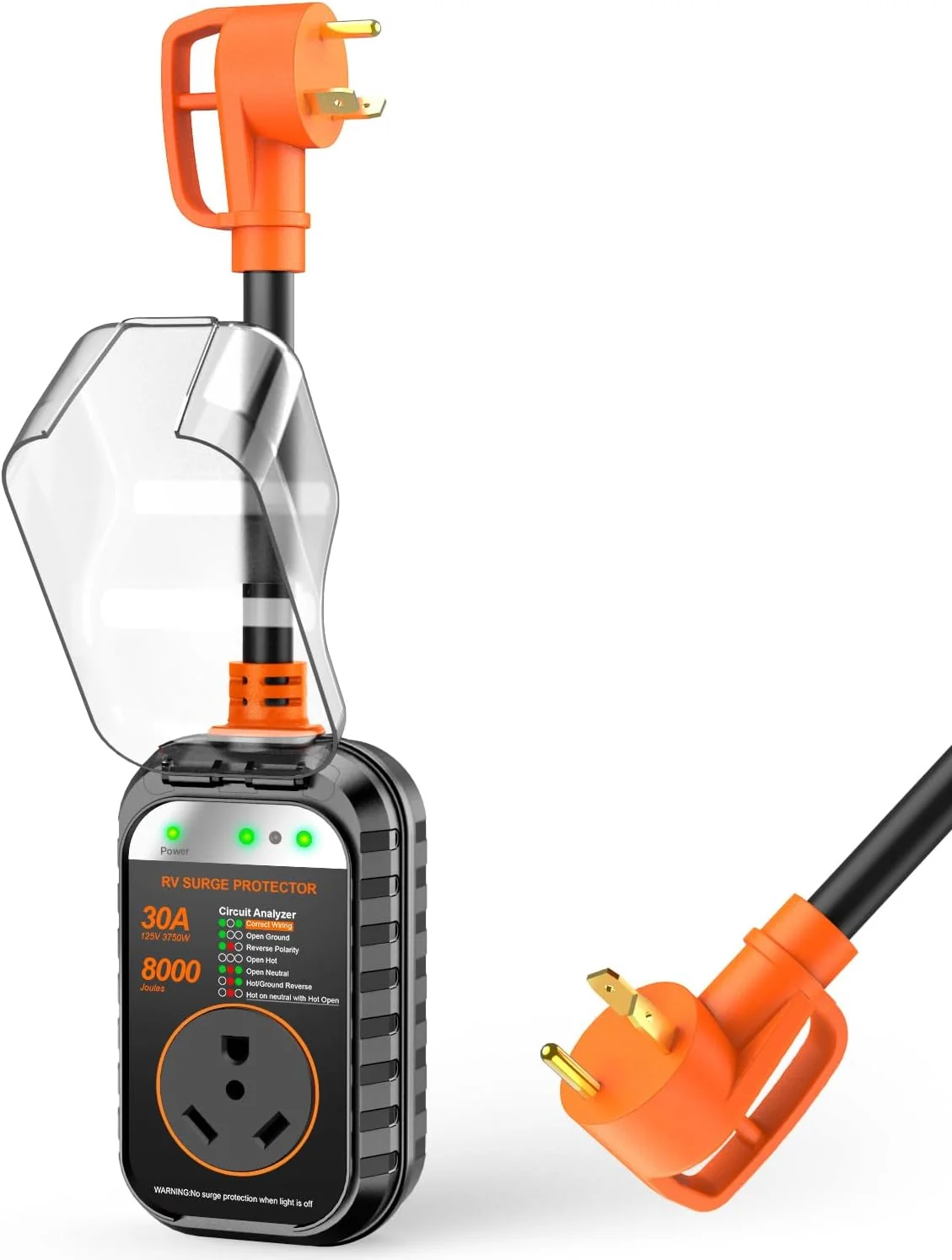 50 Amp RV Surge Protector with Circuit Analyzer and 9500 Joules Protection. Includes Adapter Plug