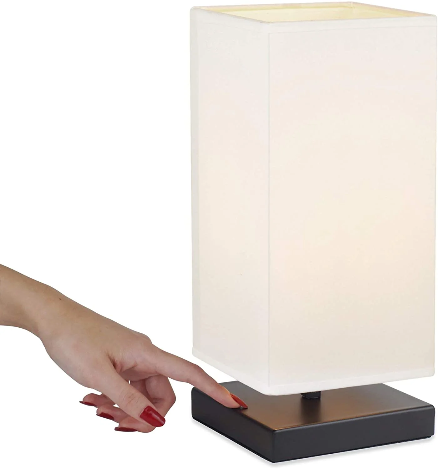 13 Touch Bedside LED Table Lamp. Energy Efficient. Eco-Friendly. White Canvas Shade