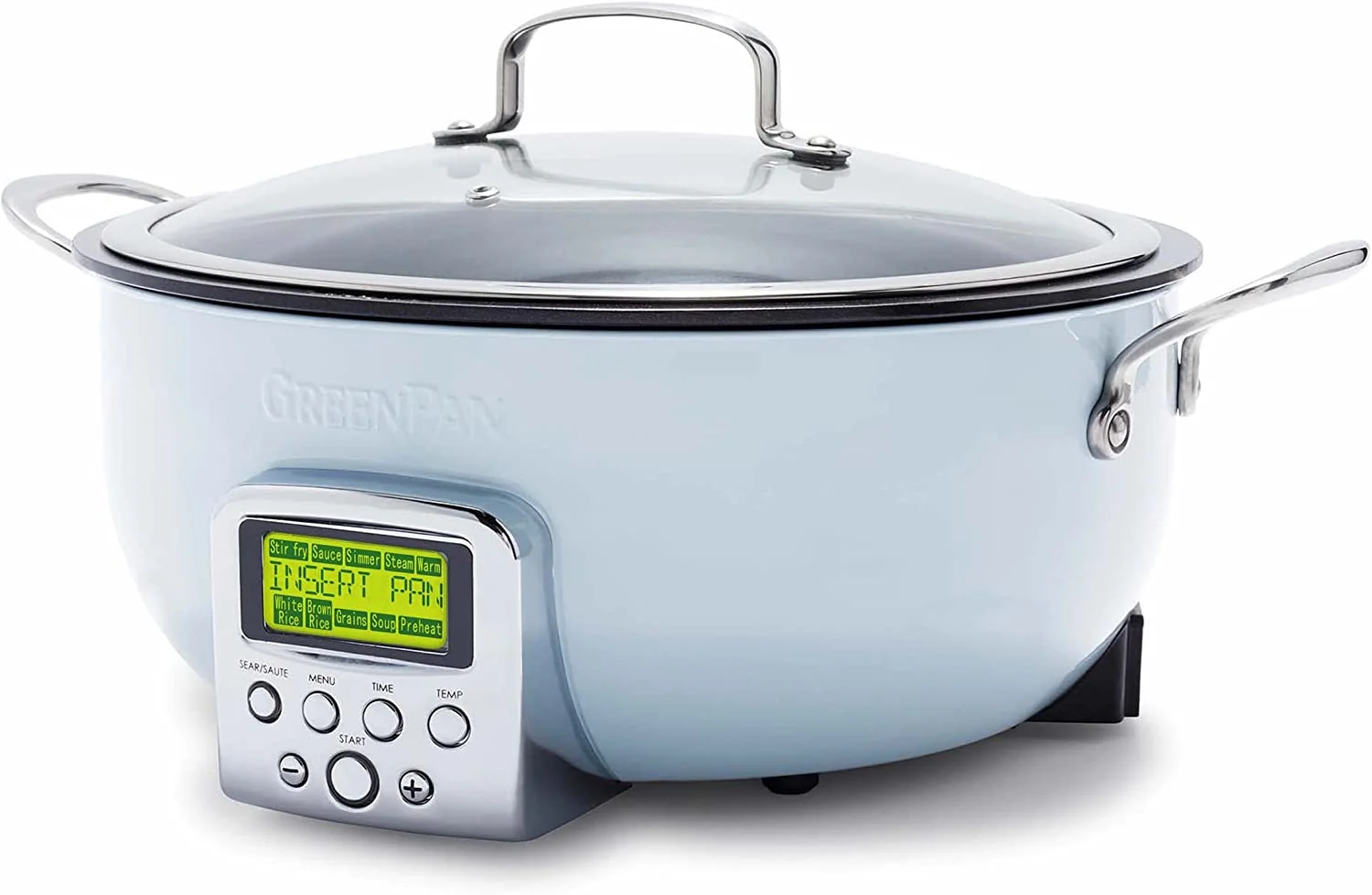 Smart Electric 6QT Skillet Pot. Saute Stir-Fry and Cook Rice. Healthy Ceramic. Dishwasher Safe Parts. Easy-to-use LED Display