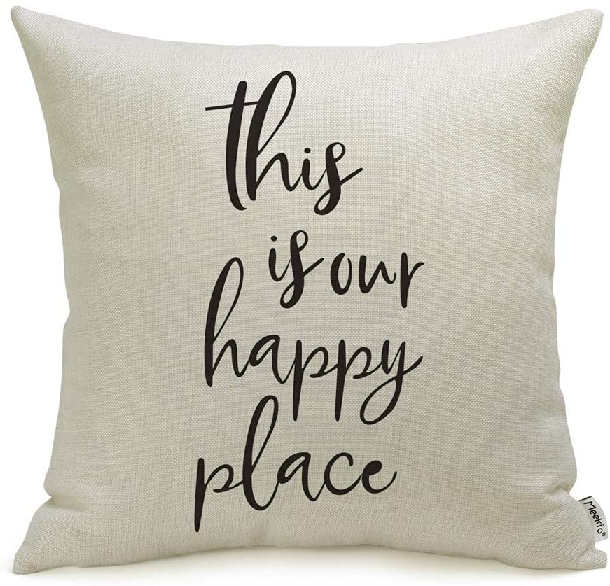 Pillow Covers with This is Our Happy Place Quotes 18x 18 Inches
