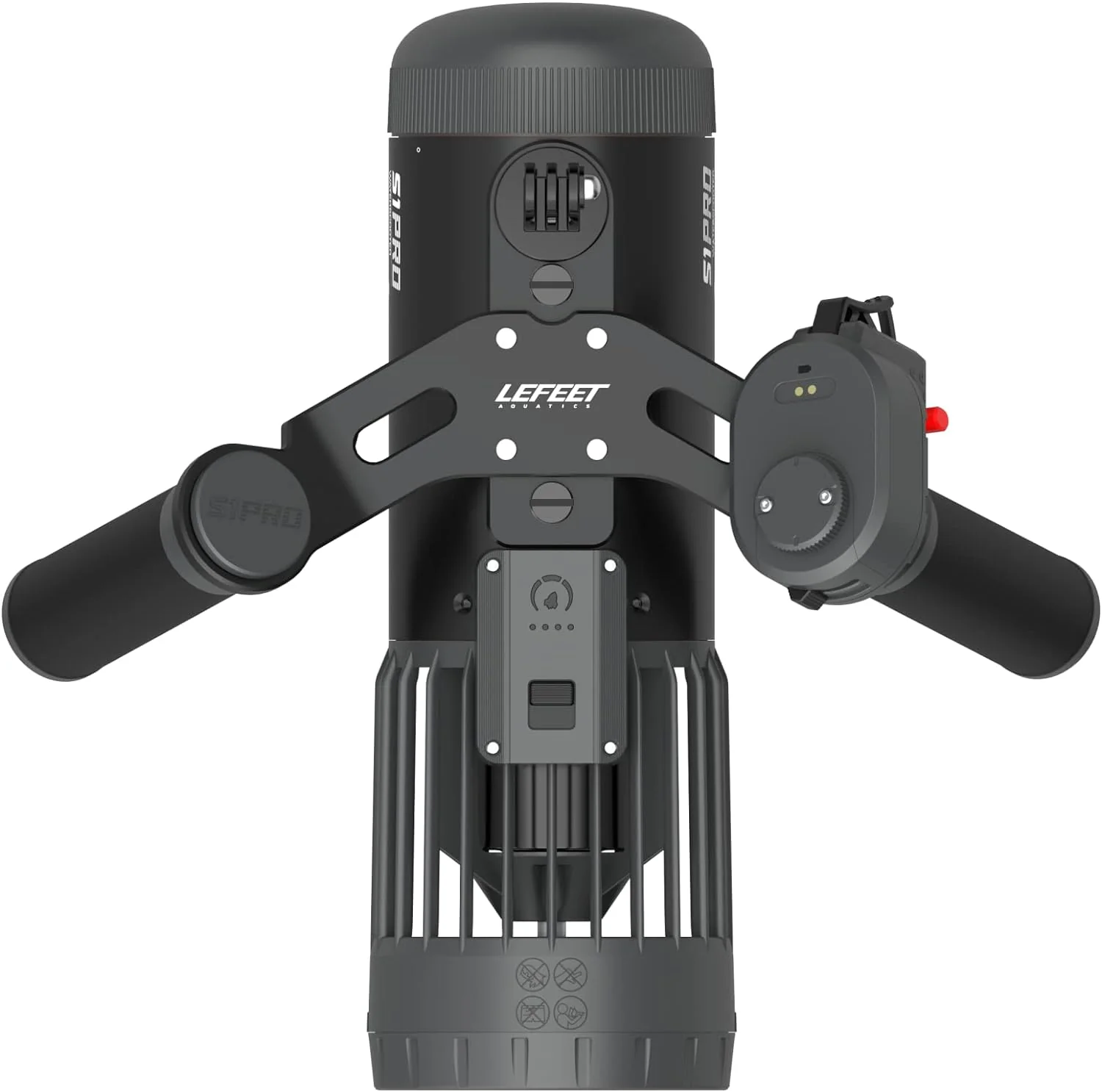 Underwater Scooter. 3 Speed Adjustments. Max Speed 6.5km/h with Action Camera Mount. 40M Depth Rating for Water Sports Diving