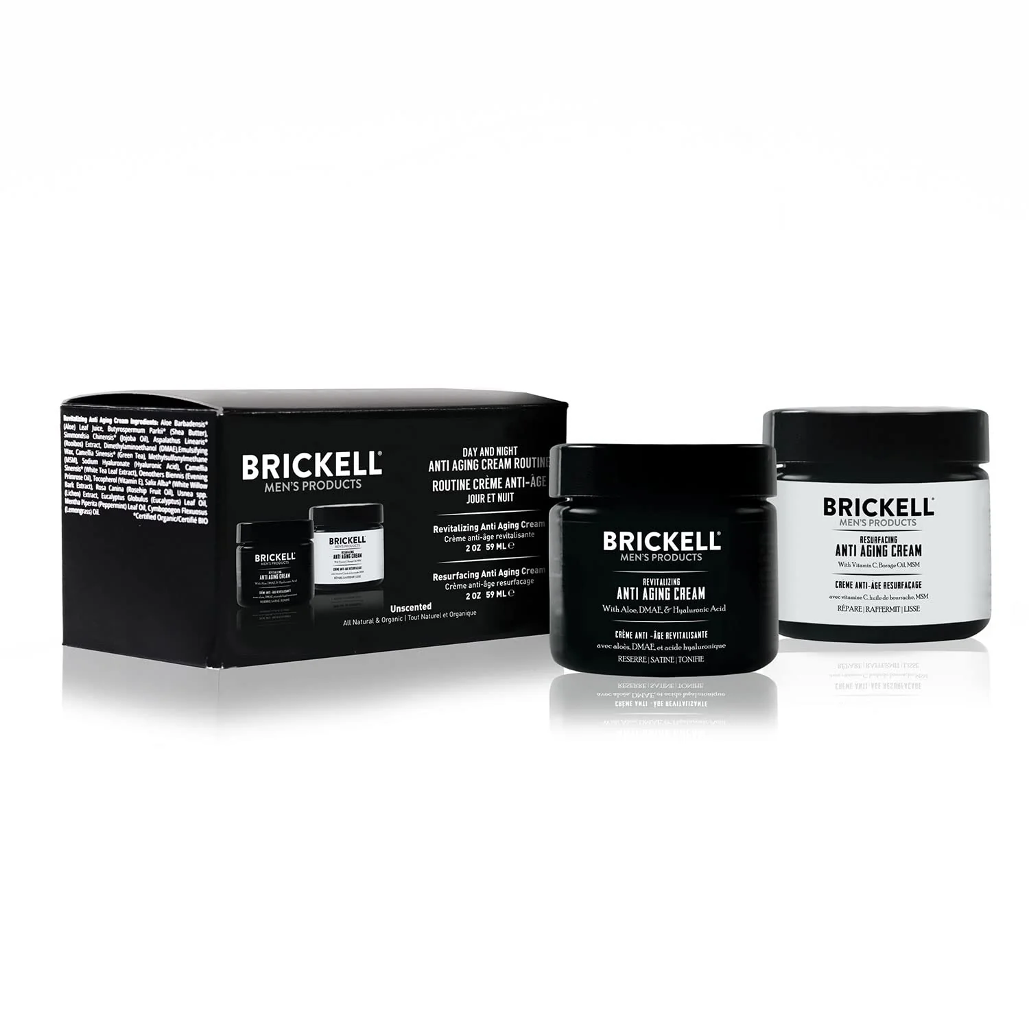 Men's Day and Night Anti Aging Cream Routine. Natural and Organic. Scented. Skincare Gift Set