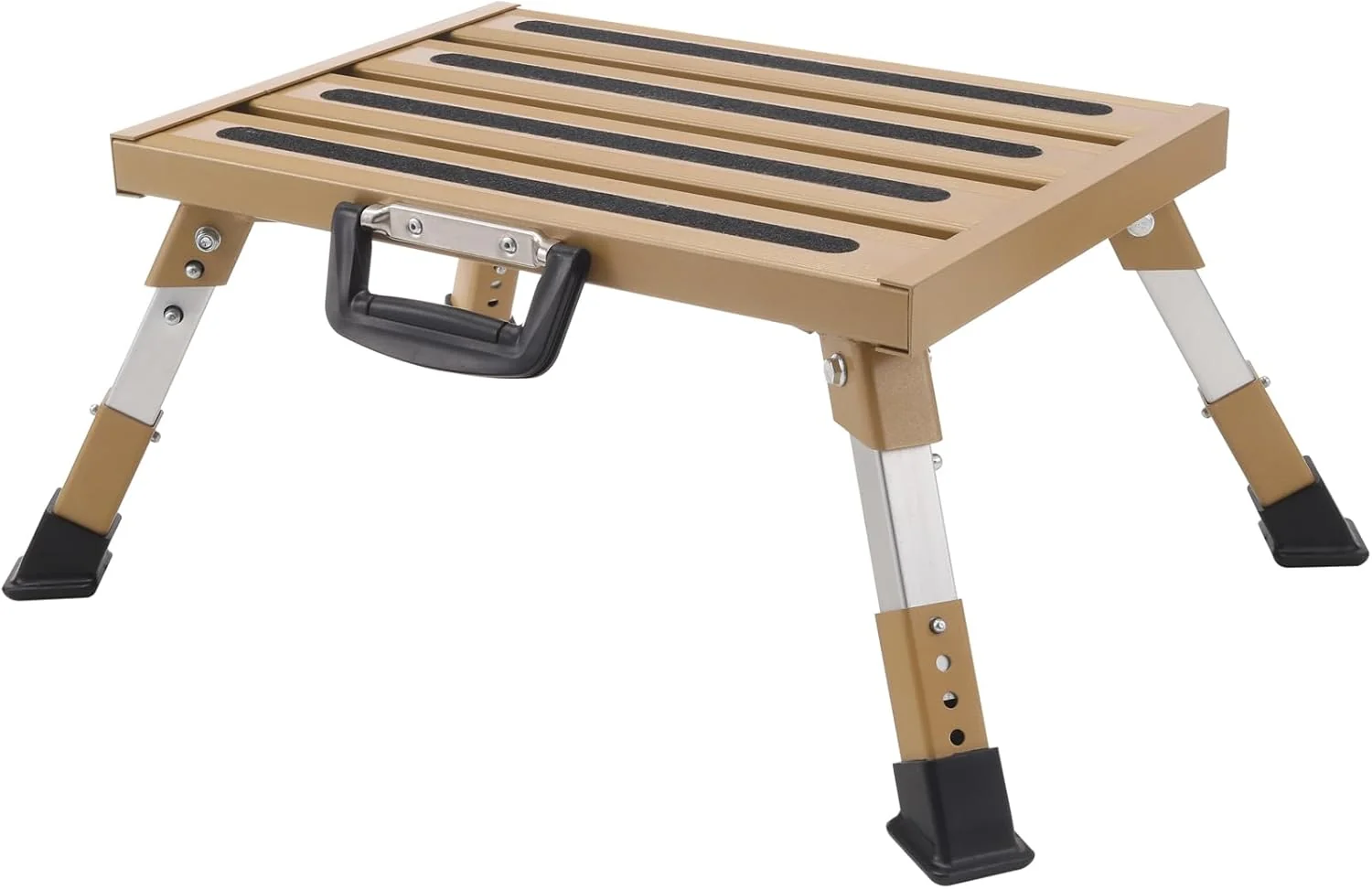 Heavy-Duty Adjustable RV Step - Folding Platform with Glow-in-the-Dark Strips. Supports 1000 lbs