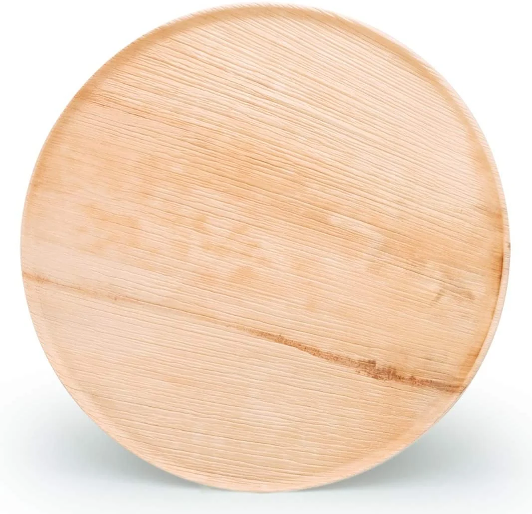Naturally Chic Palm Leaf Compostable Serving Trays - 13 Round. Biodegradable Disposable Eco Friendly Bamboo Like Trays for Weddings. Parties. BBQs. Events (100 Pack)