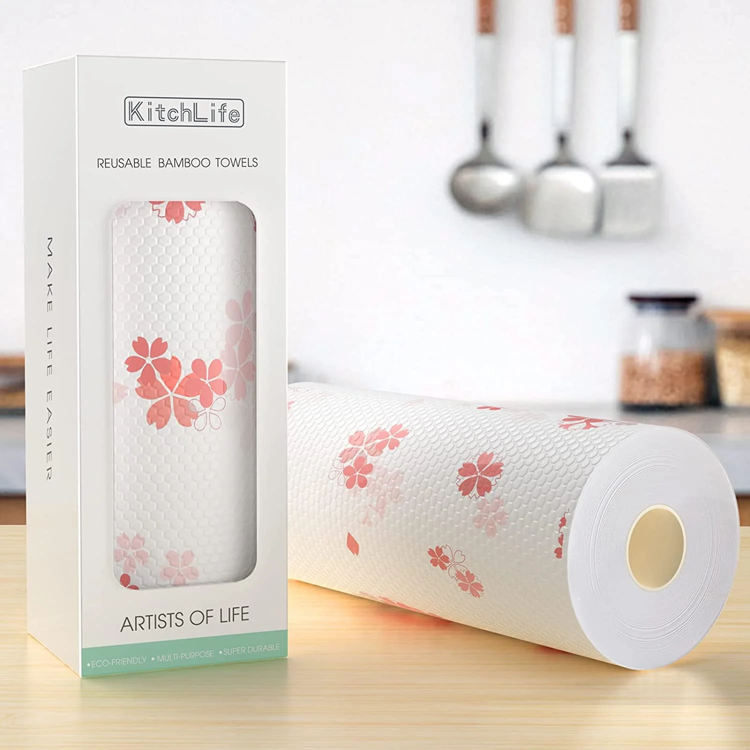 Reusable Bamboo Paper Towels. Washable and Recycled Kitchen Paper Rolls. Zero Waste Products. Sustainable. Environmentally Friendly. 1 Roll
