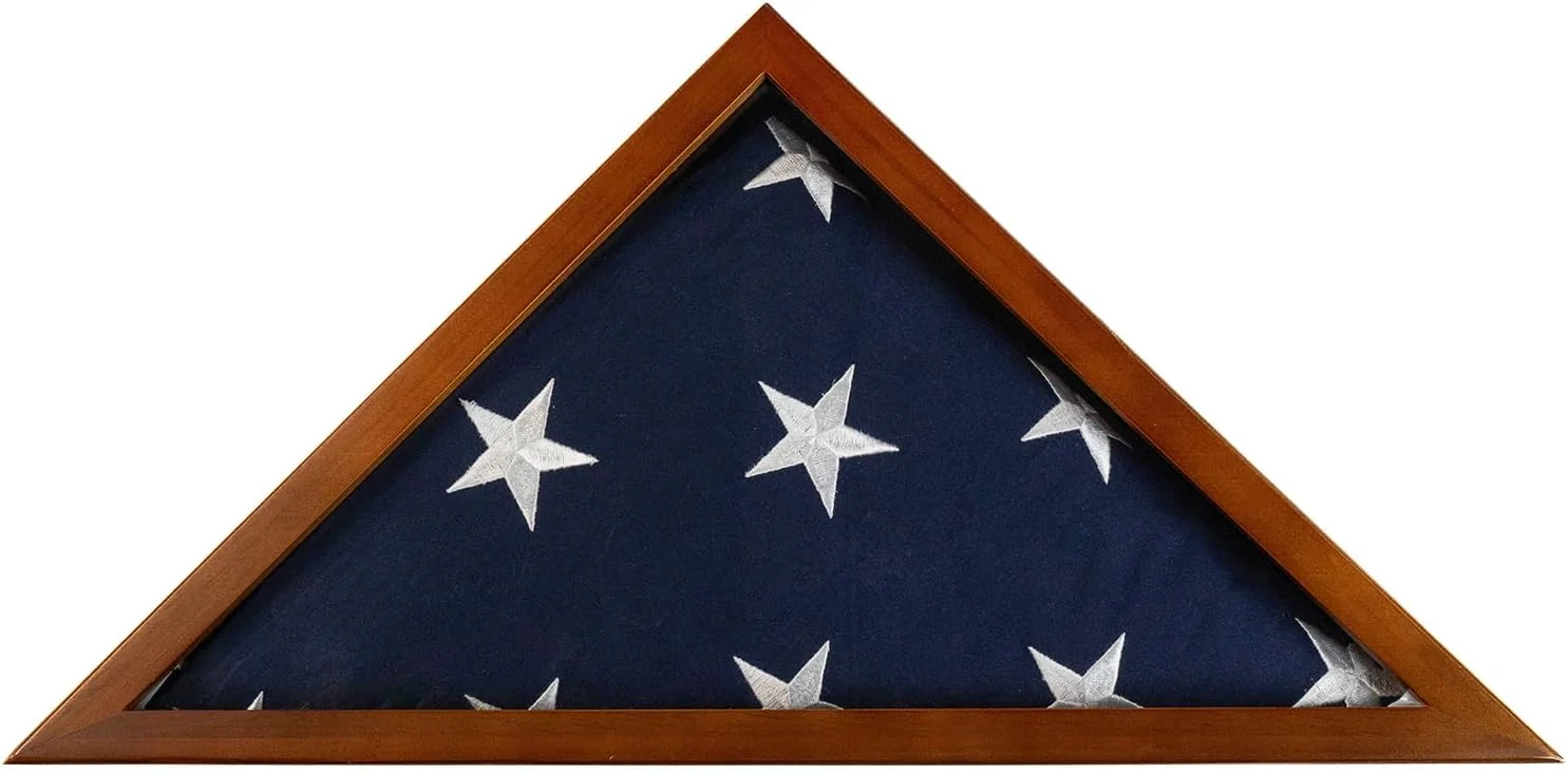 Flag Case with 5x9.5 USA Cotton Memorial Flag – Embroidered Stars. Sewn Stripes. Heavy Duty Made in USA