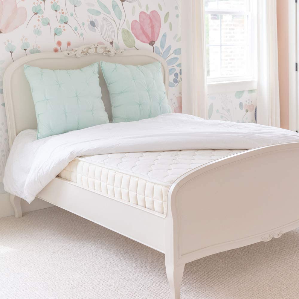 Organic Kids Mattress. Non-Toxic Firm Natural Mattress with Quilted Top. Full Size