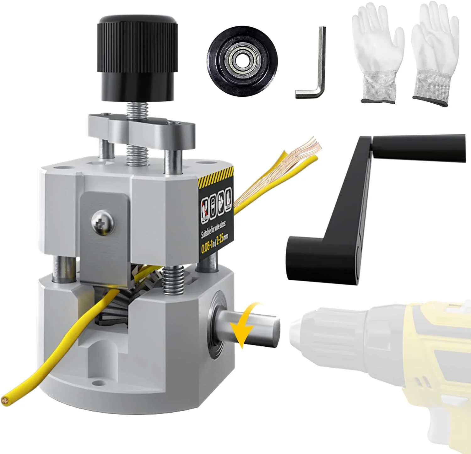 Manual Wire Stripper Machine. 0.08''-1'' Portable with Hand Crank