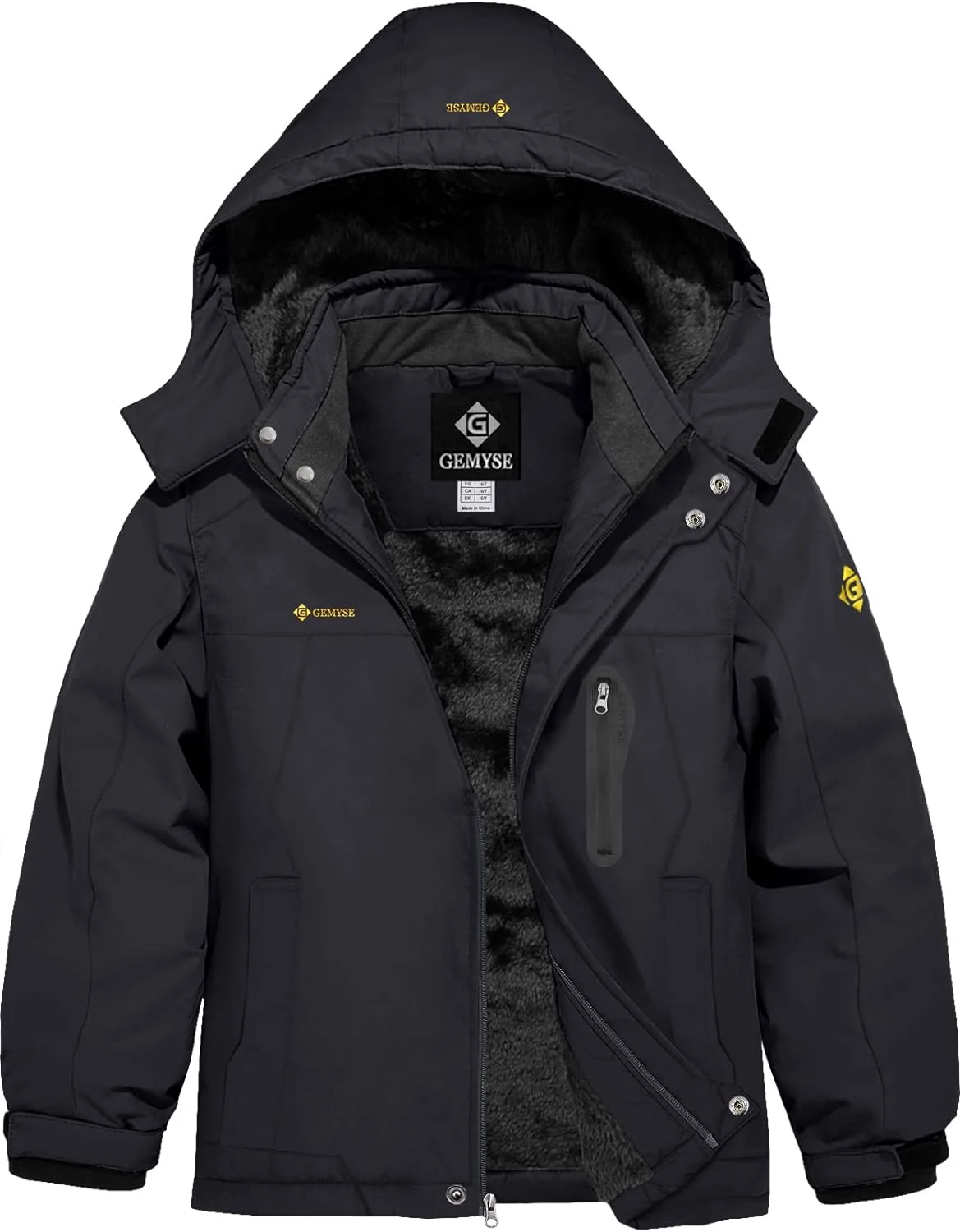 Boy's Winter Jacket. Waterproof Windproof Ski Snow Hooded Fleece Lined Jackets