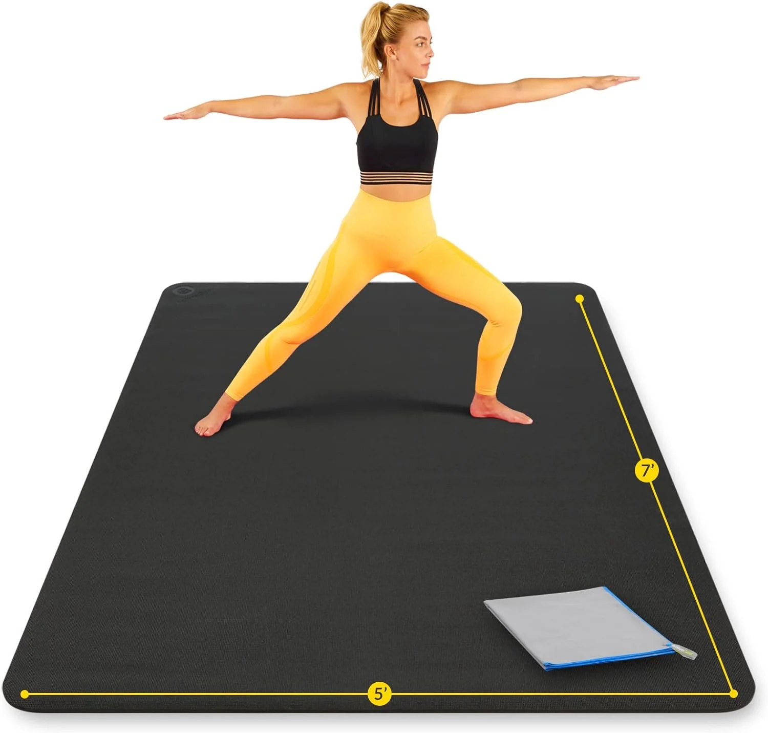 Large Yoga Mat 7'x5'x8mm Extra Thick. Durable. Eco-Friendly. Non-Slip