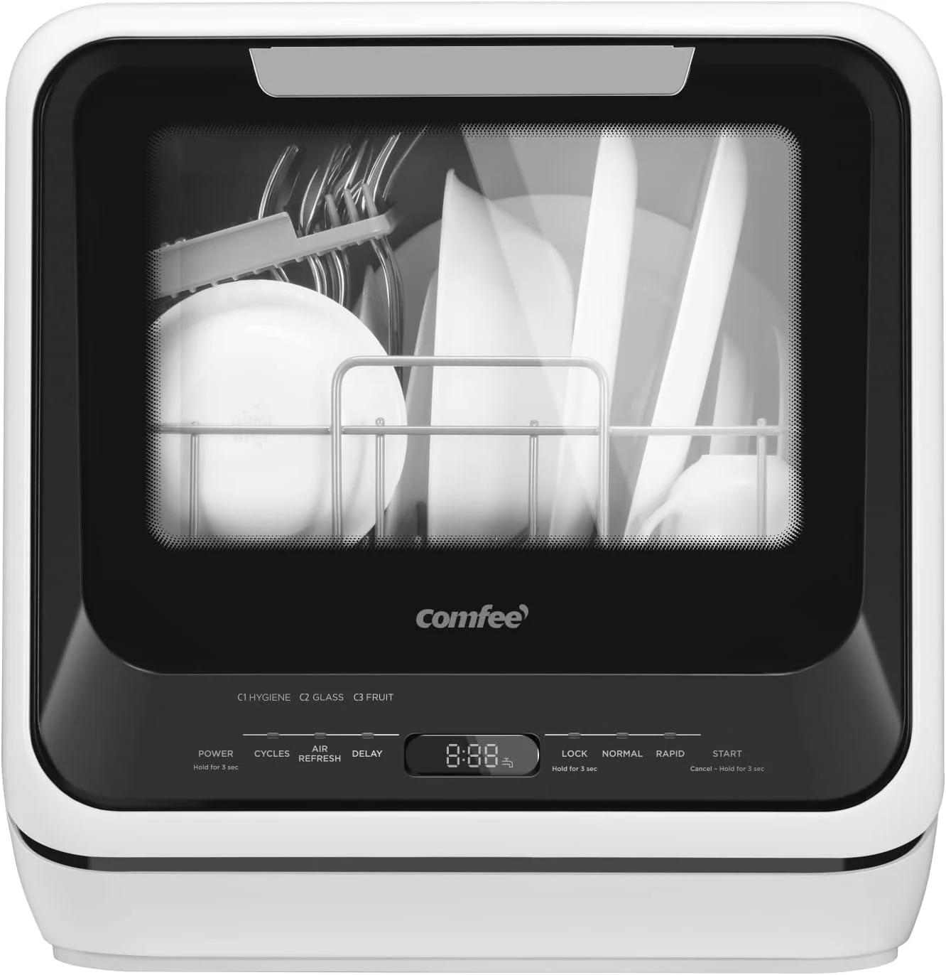 Portable Mini Dishwasher with 5L Tank. 6 Programs. 360° Spray. No Hookup Needed