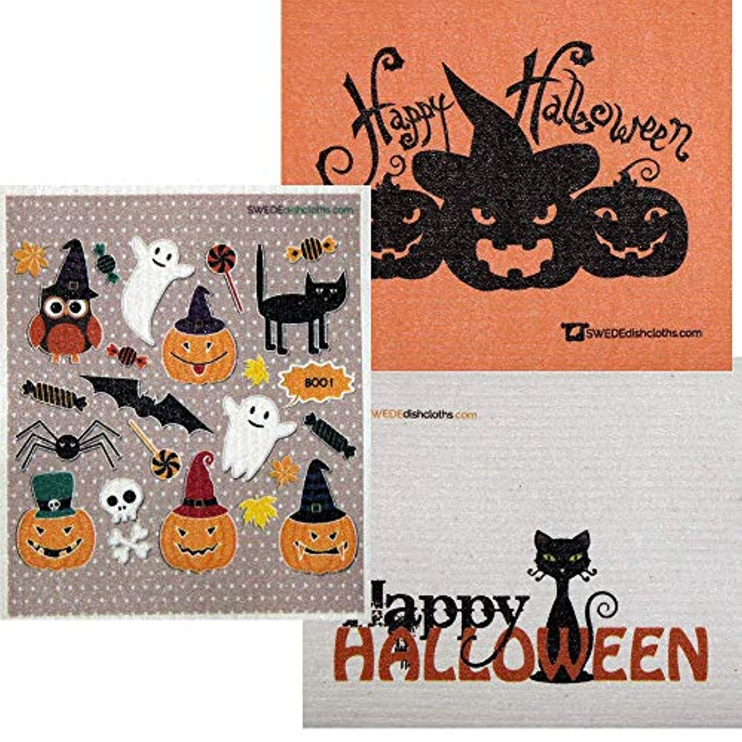 Halloween Dishcloths. ECO Friendly Absorbent Cleaning Cloth. Reusable Cleaning Wipes. 12 pcs