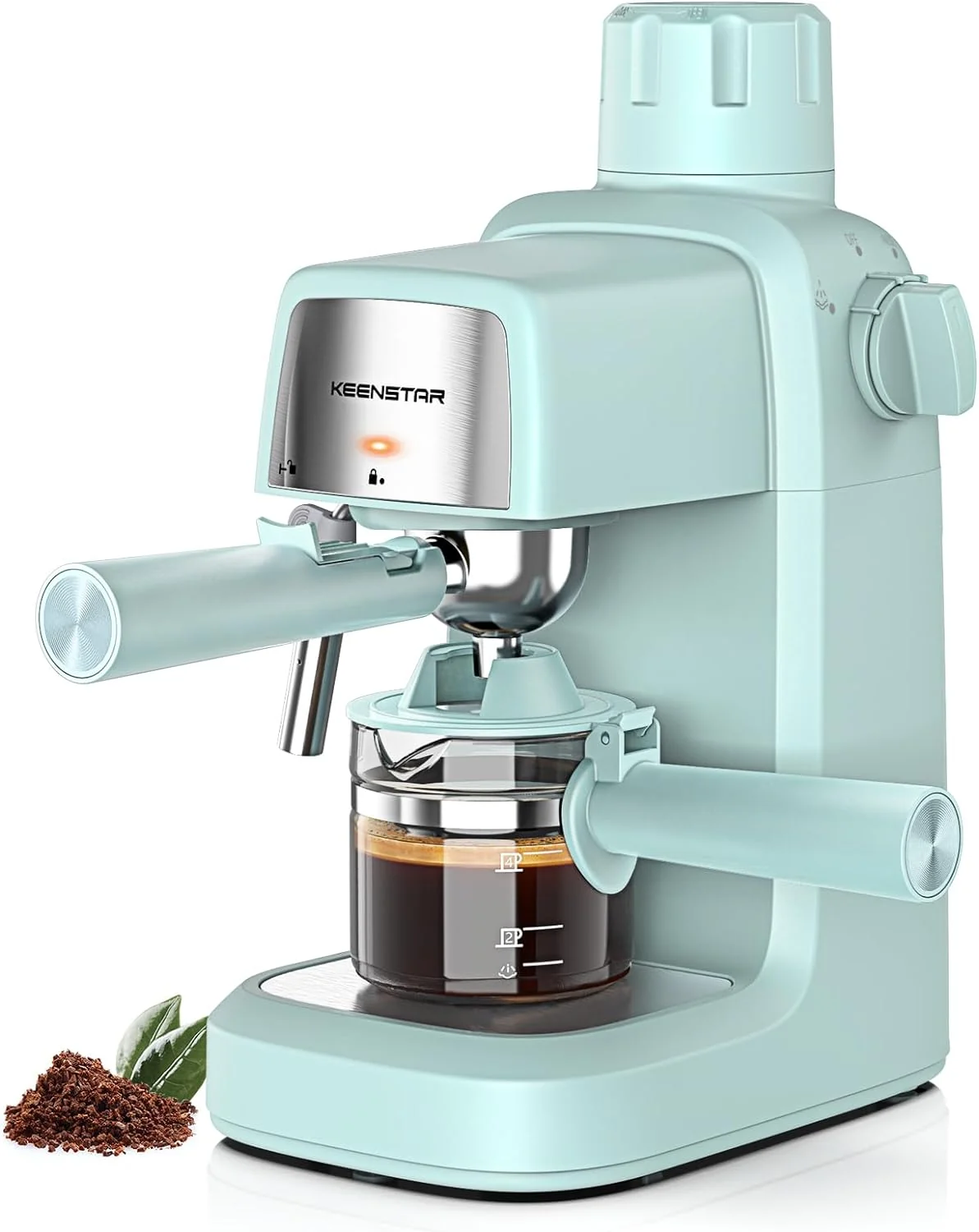 Coffee Machine. 3.5 Bar Espresso Cappuccino Machine. 800W with Milk Frother - 4 Cup Portable Coffee Maker for Latte. Cappuccino. Gift for Coffee Lover-Lakeblue