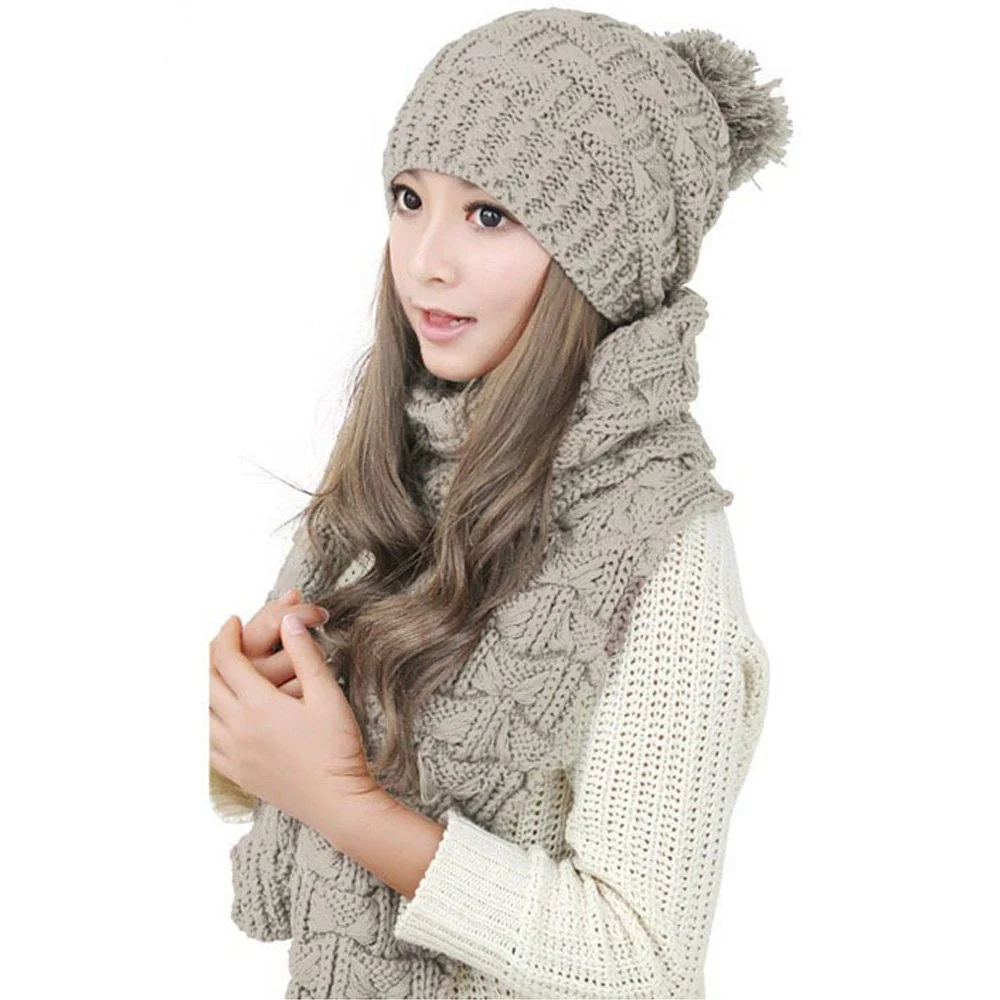 Gift Set - Eco friendly Winter Warm Knitted Beanie Scarf Set