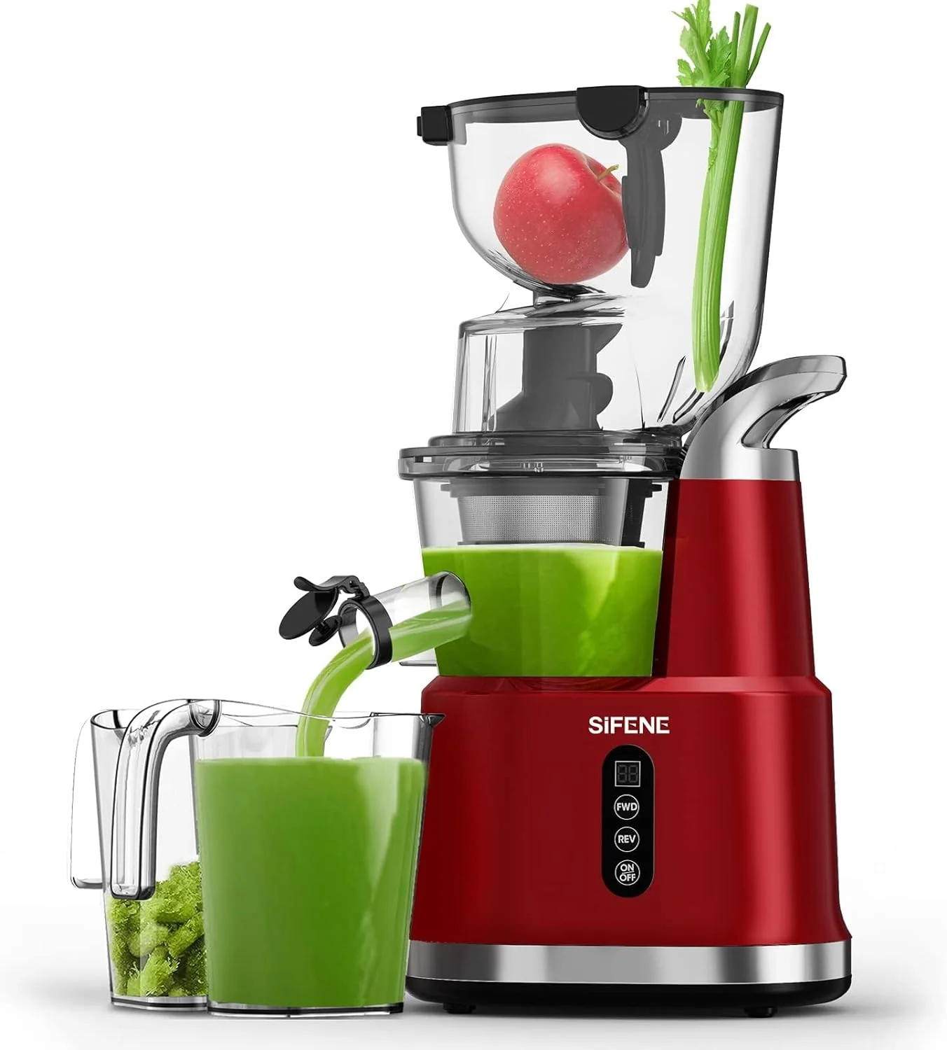 Cold Press Juicer Machines with 83mm Big Mouth. Whole Slow Masticating Juicer. BPA-Free. Easy to Clean