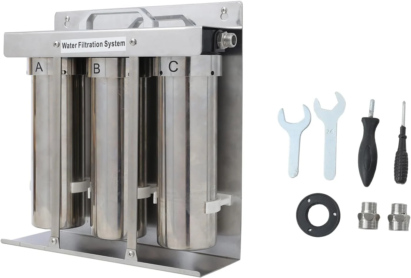 Under-Sink Water Filtration System: 3-Stage Stainless Steel Softener for RVs. Homes. and Boats