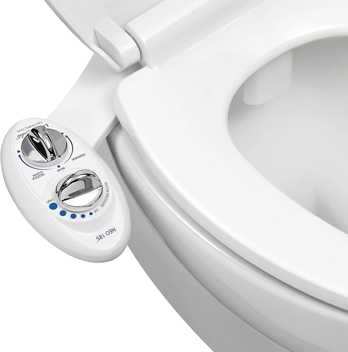 Bidet - Self-Cleaning. Dual Nozzle. Non-Electric Bidet Attachment for Toilet Seat. Adjustable Water Pressure