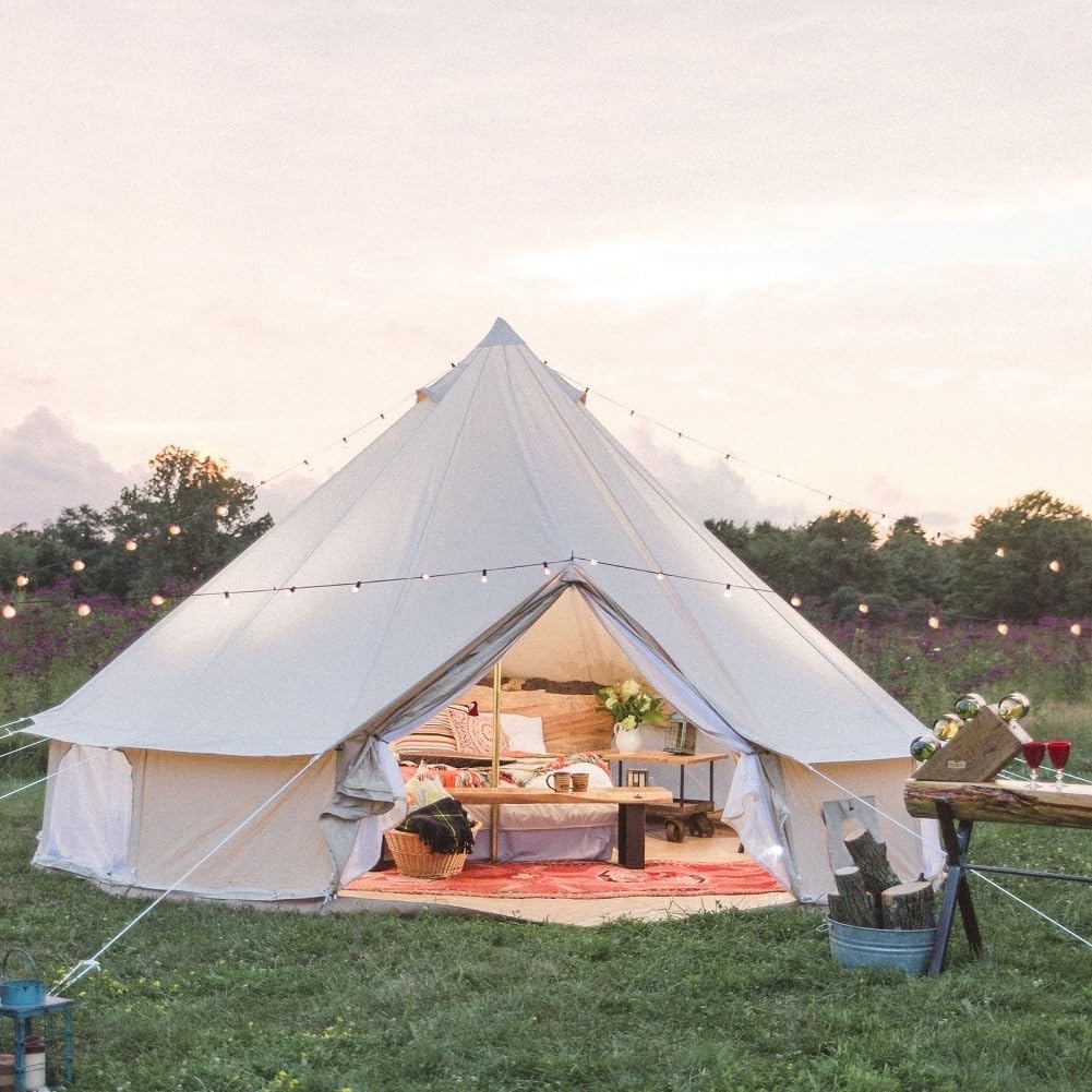Outdoor Waterproof Cotton Canvas Family Camping Bell Tent