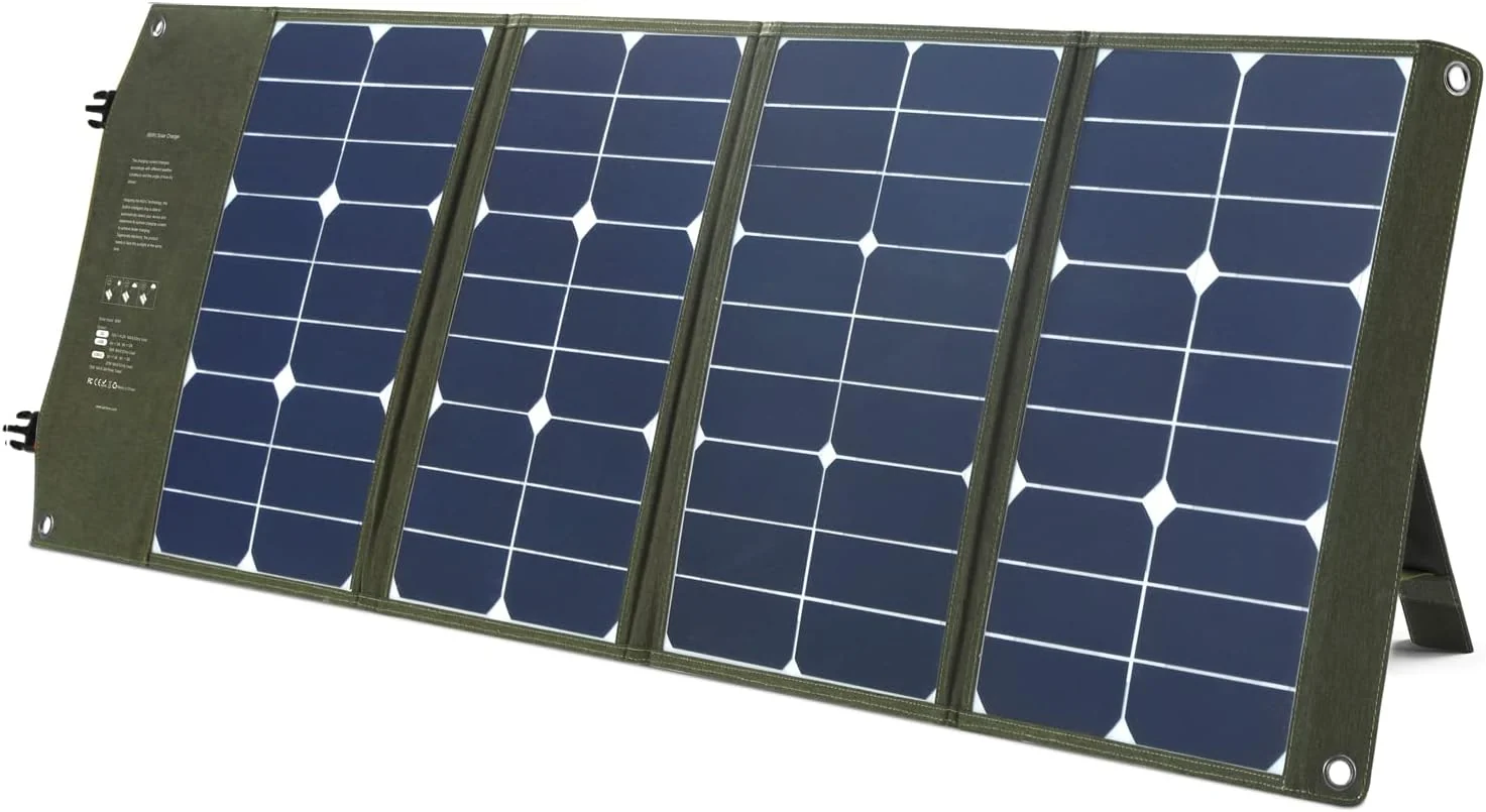 Portable Solar Charger – 60W Foldable Solar Panel with 5V USB and 18V DC for iPhone etc. 5-18V Devices Compatible with Solar Generators Power Stations