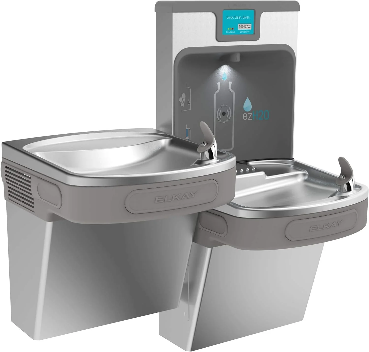 Enhanced Bottle Filling Station & ADA Cooler Refrigerated High Capacity Lead Reduction Quick Filter Change. Stainless Steel
